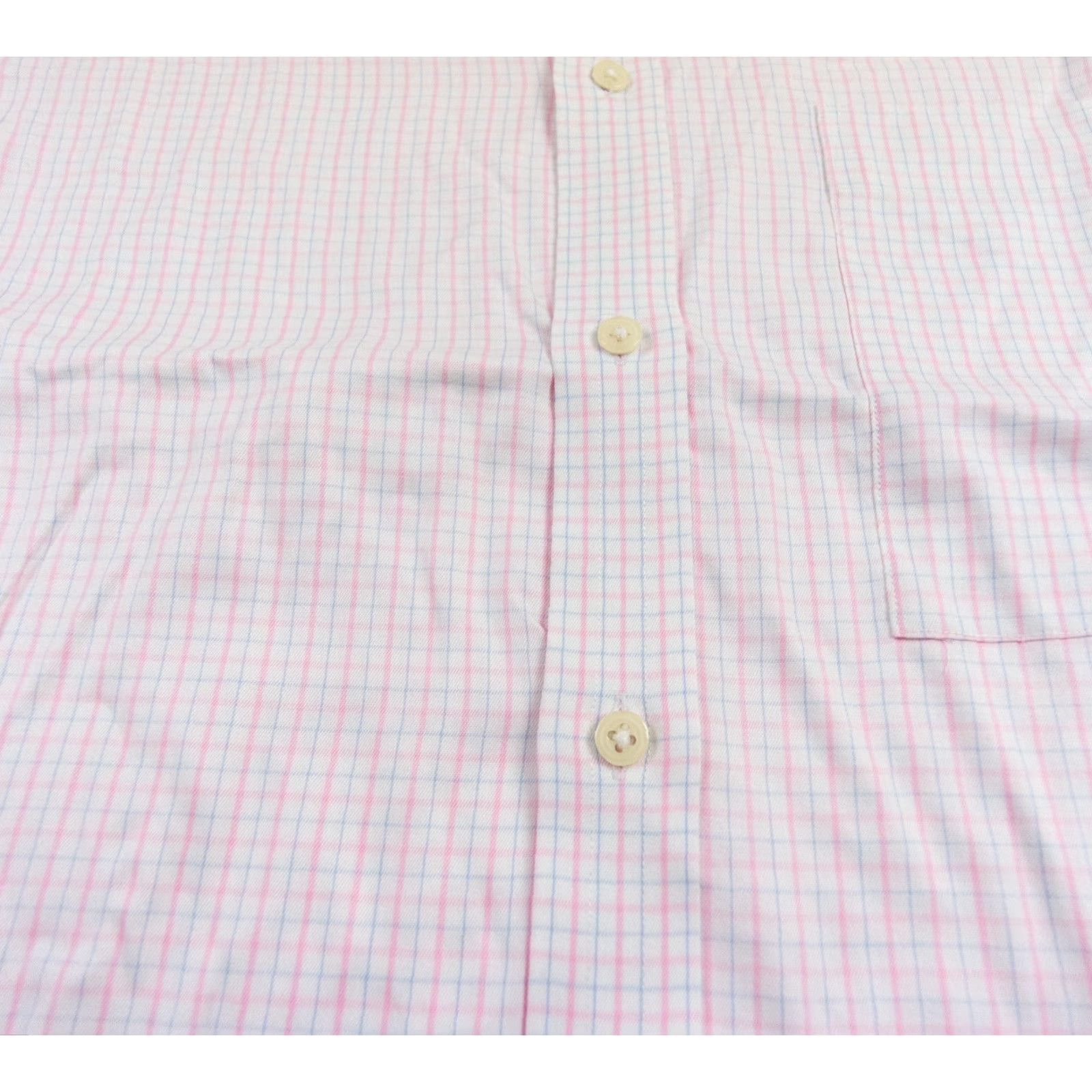 Pinko Thomas Pink Shirt Mens 16/36.5 Button-Up Long Sleeve Dress Shirt Pink Cotton Check Traveller Mens Size 42R - 4 Thumbnail