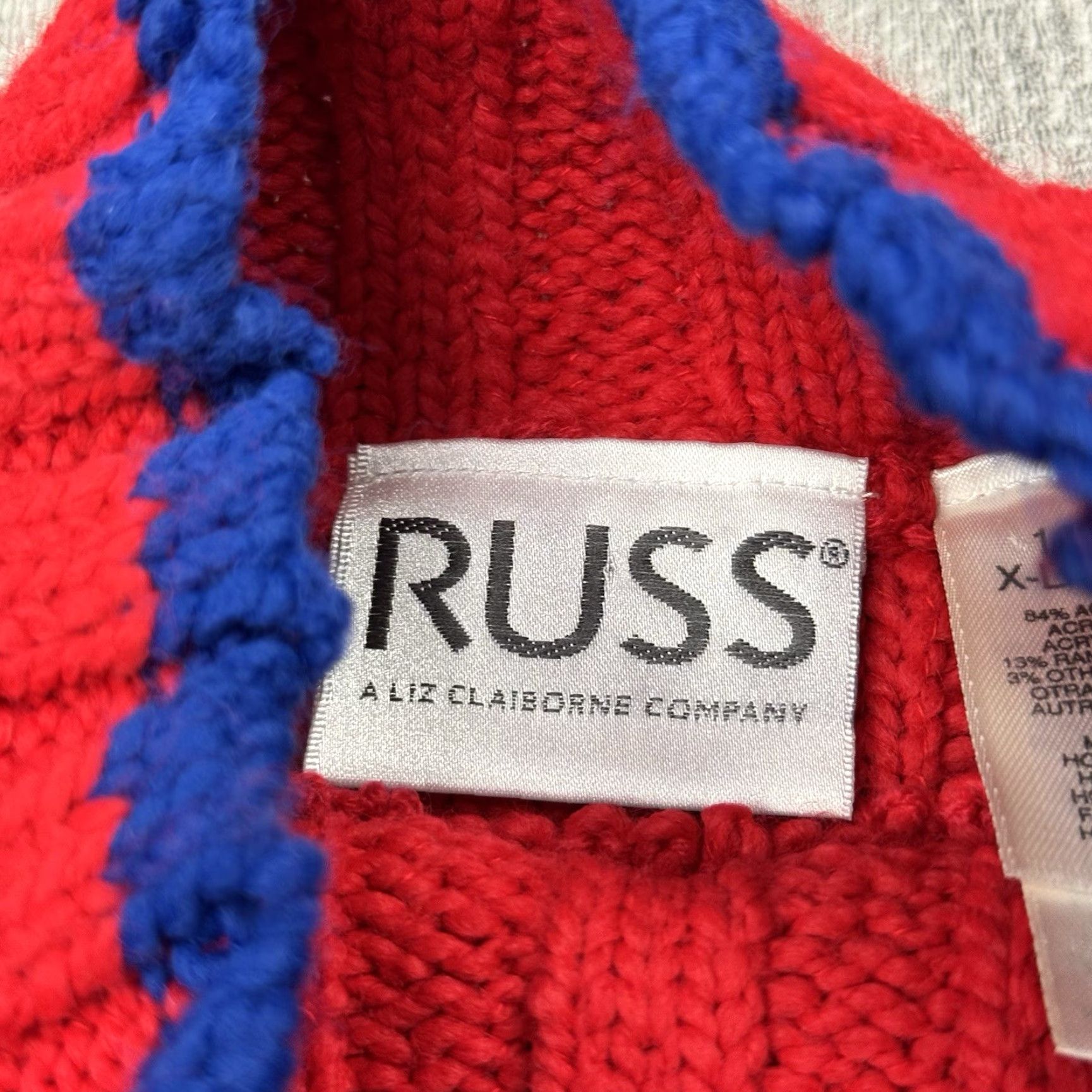 Liz Claiborne VINTAGE Liz Claiborne Chunky Knit Turtleneck Sweater Fair Isle Red Black White XL 90s Christmas Men/Women? Wait Size XL / US 12-14 / IT 48-50 - 3 Thumbnail