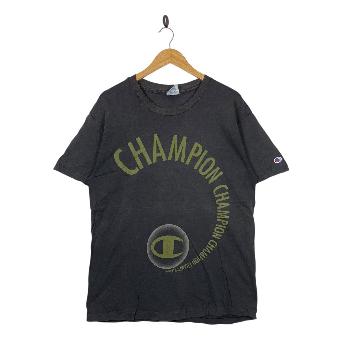 Champion Vintage Champion Big Logo T-Shirt Black Green Print Large Size US L / EU 52-54 / 3 - 1 Thumbnail