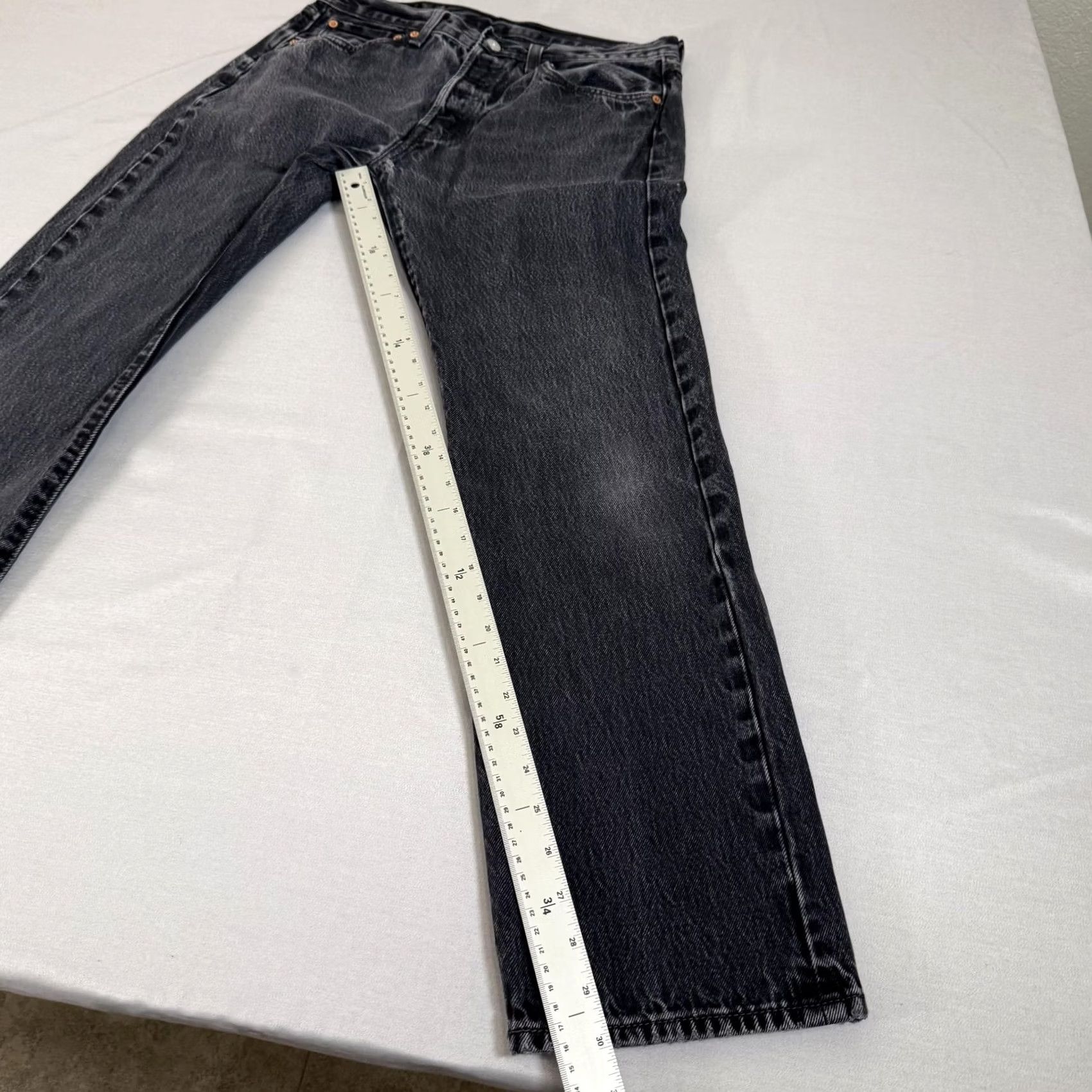 Levi's Levi's Mens Jeans 32x30 Black 501 Straight Fit Distressed Denim Pants Y2K Size US 32 / EU 48 - 5 Thumbnail