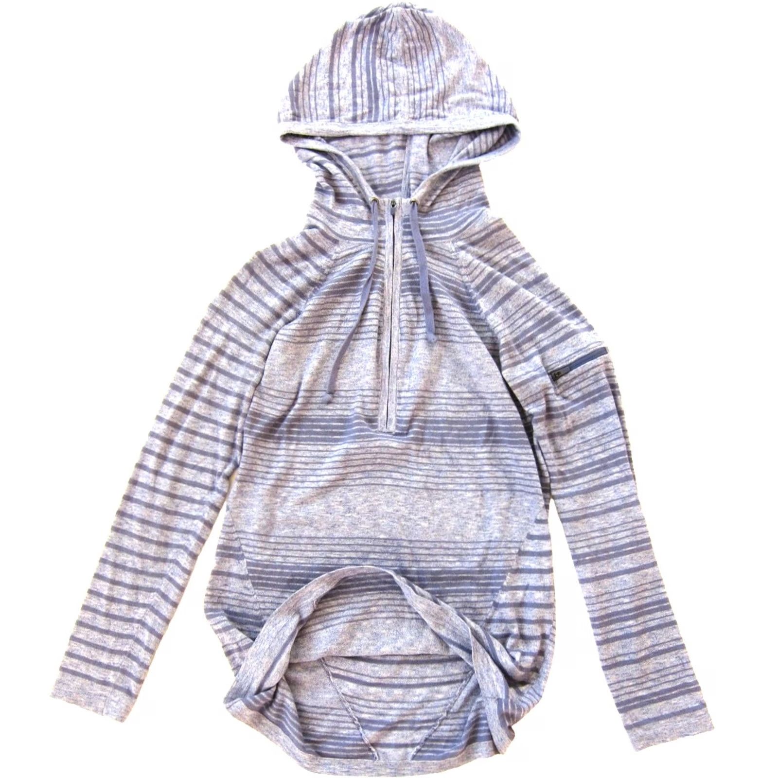 Athleta Athleta Purple Striped Stretch Hoodie Sweatshirt S Size S / US 4 / IT 40 - 4 Thumbnail