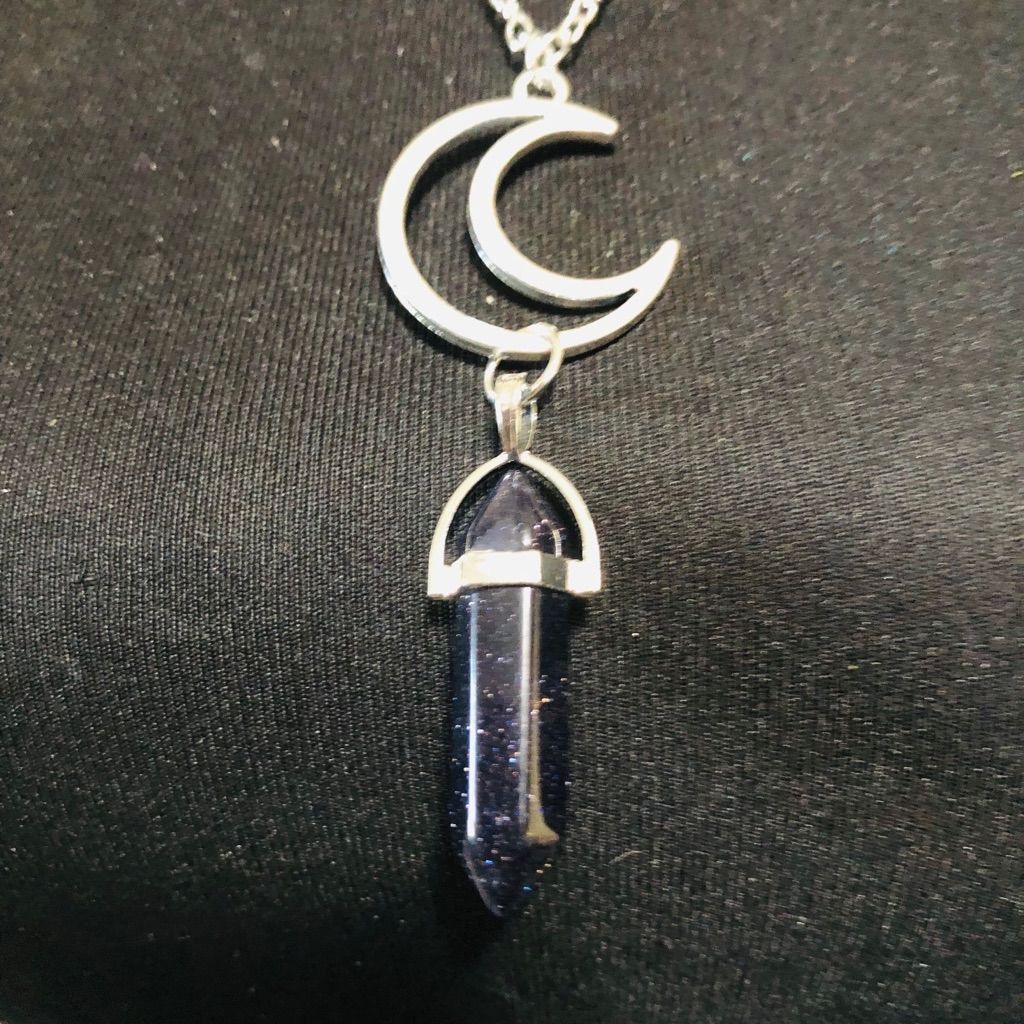 Vintage Crystal Moon Stone Chakra Pendant Necklace Silver Metal NWOT Size ONE SIZE - 2 Thumbnail