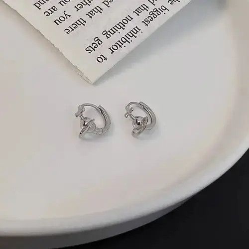mewt Silver Color Korean Cross Cosmic Planet Saturn Stud Earrings Size ONE SIZE - 3 Thumbnail