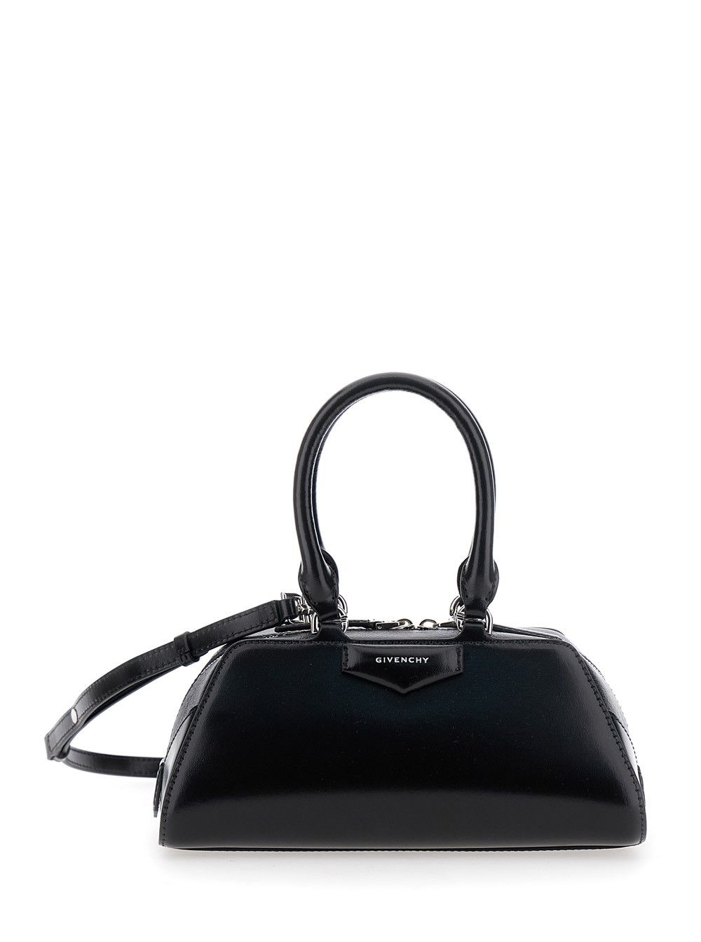Givenchy Black Antigona East West' Mini Handbag with Adjustable and Removable Shoulder Strap and Logo Lettering on the Front in Leather for Women Size ONE SIZE - 1 Thumbnail