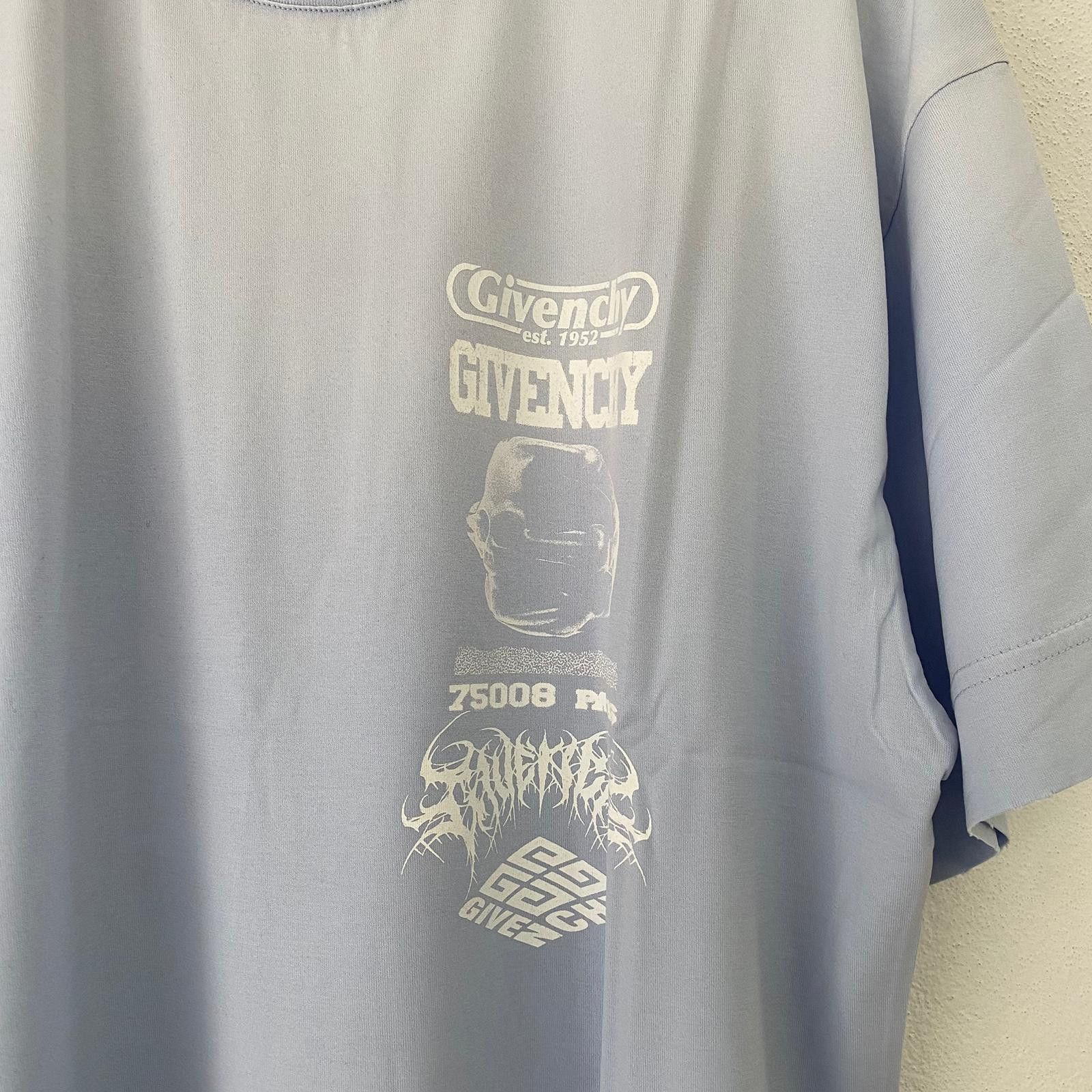 Givenchy Faded Blue Distressed Multi Logo Print Oversized T-Shirt Size US S / EU 44-46 / 1 - 7 Thumbnail