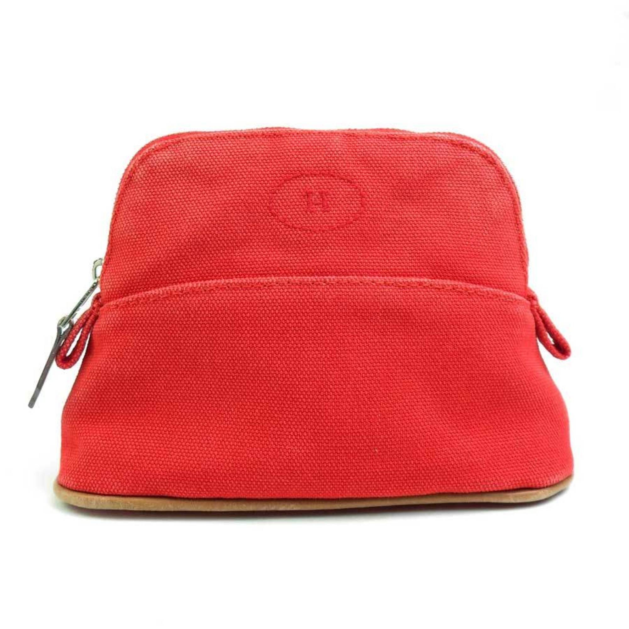 image of Hermes Pouch Multi Case Bolide Cotton Red Silver Ladies, Women's
