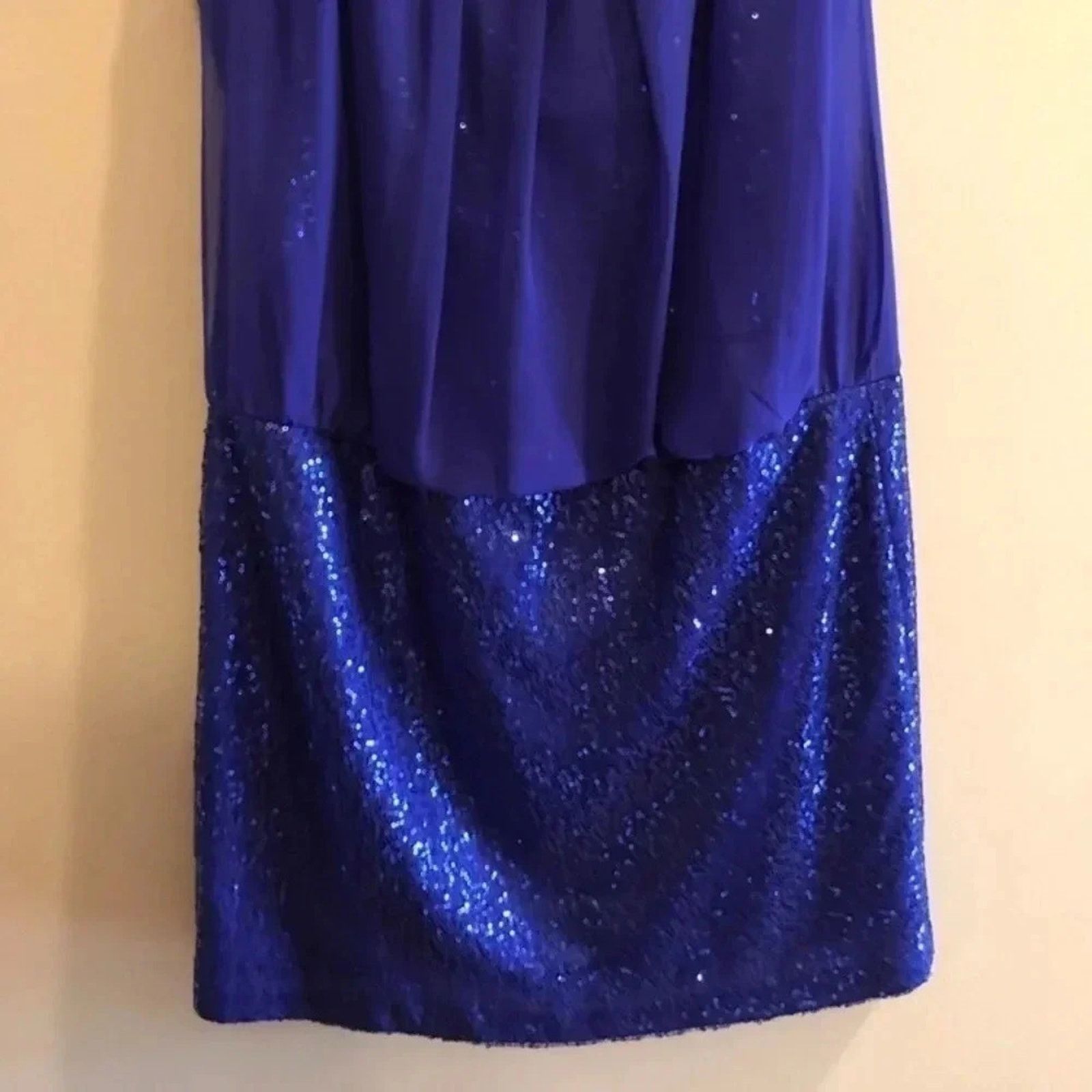 Adrianna Papell Adrianna Papell Blue Chiffon Sequin Mini Dress 10 Size L / US 10 / IT 46 - 4 Thumbnail