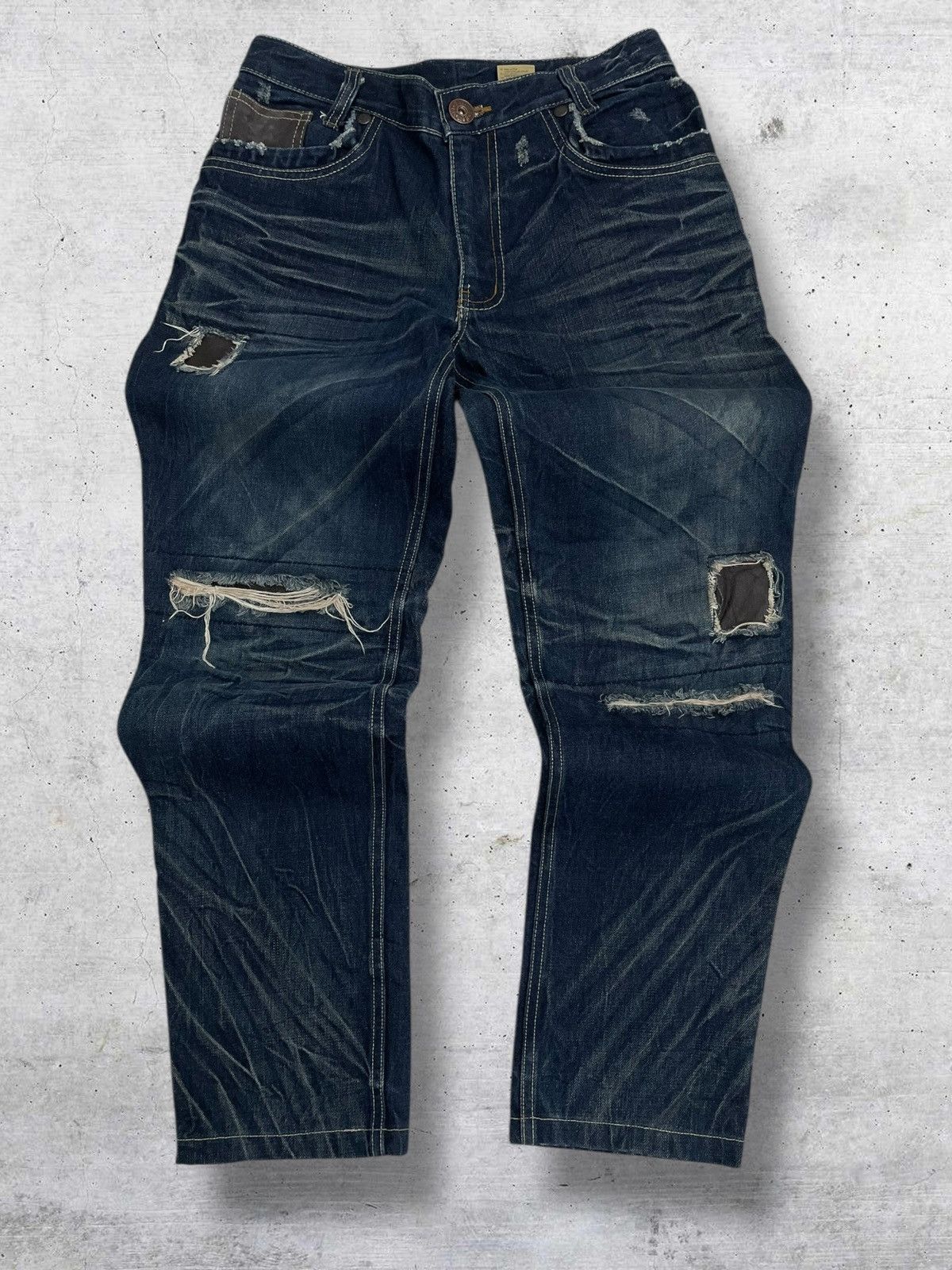 Japanese Brand VINTAGE RAPRUI OG JAPAN DESIGNER 90S PATCH RIPPED DENIM Size US 29 - 1 Thumbnail