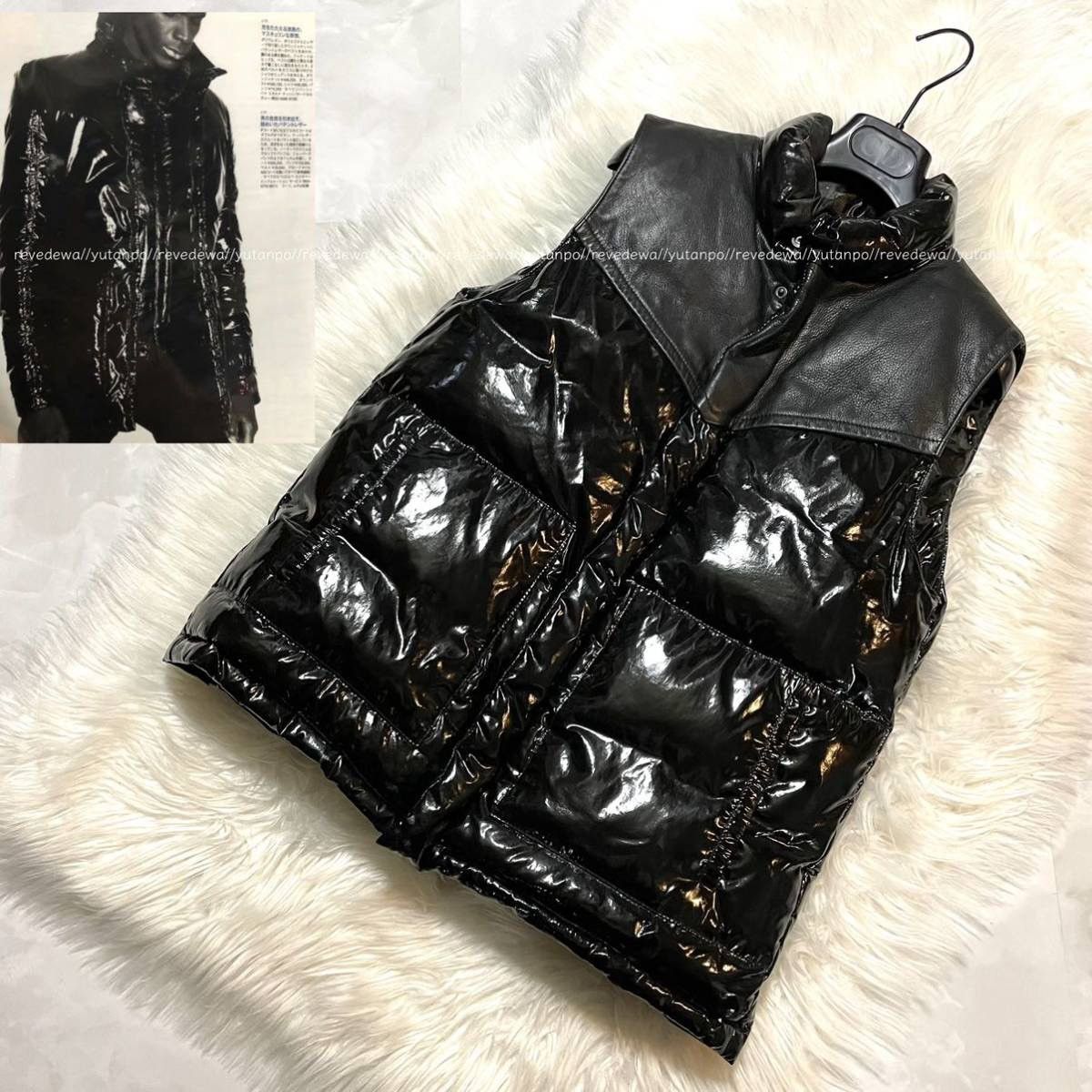 Givenchy leather switching enamel down vest black 44