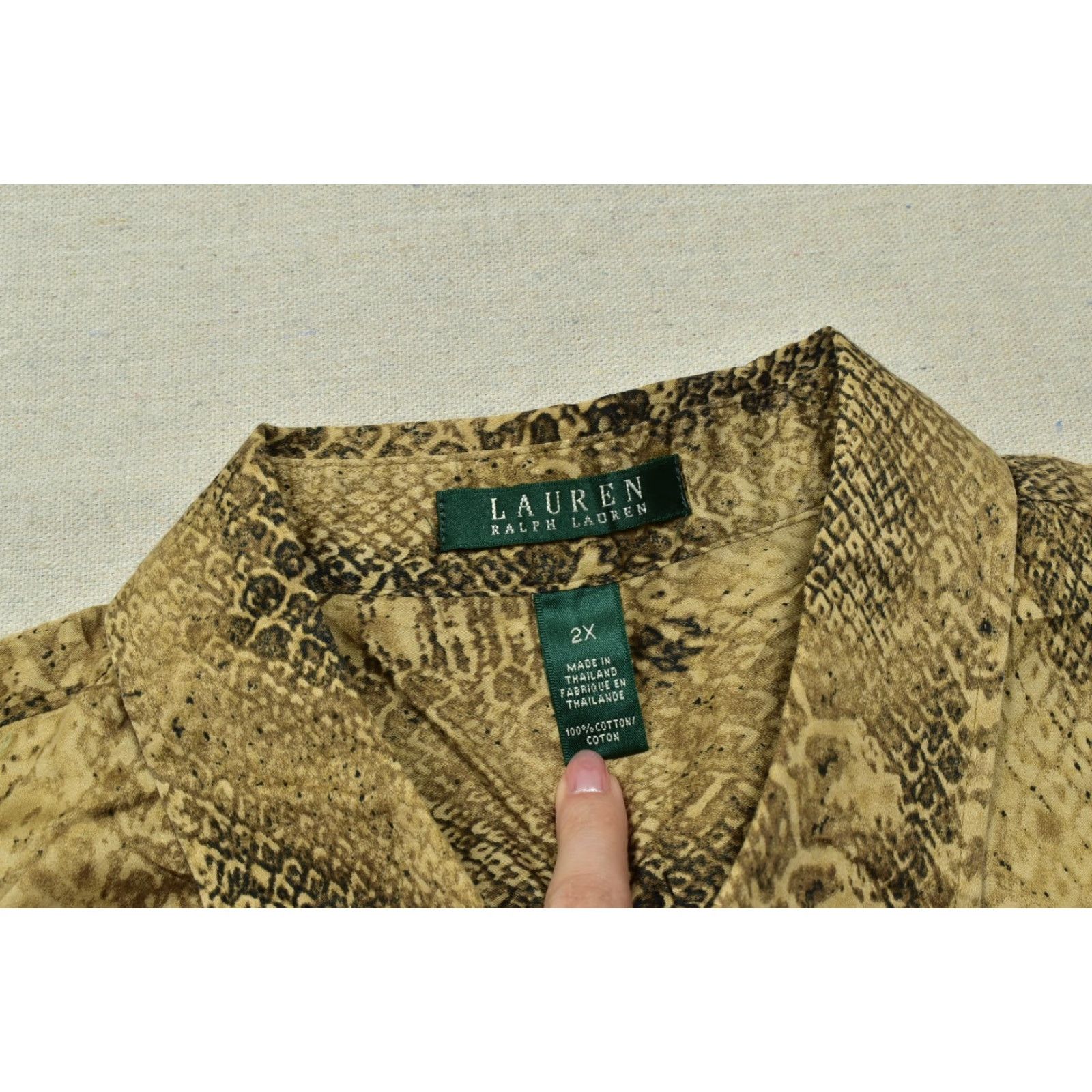 Ralph Lauren Lauren Ralph Lauren Women Button Up Top Blouse Plus Size 2X Cotton Brown 3/4 Sleeve Button-Down Shirt Womens 2X Brown Cotton Everyday Classic Size XXL / US 16-18 / IT 52-54 - 6 Thumbnail