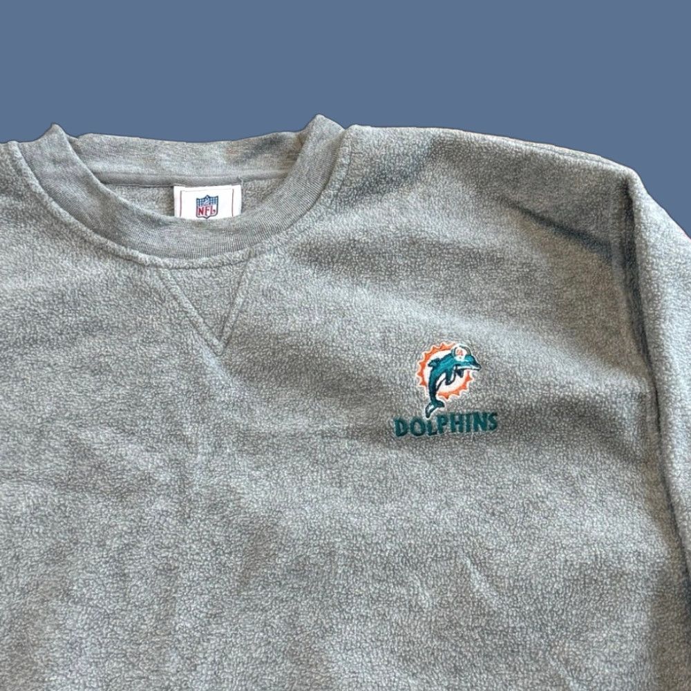 NFL VINTAGE Miami Dolphins NFL Fleece Crewneck Sweatshirt XL Men Gray Embroidered NFL Y2K Sports Football Dolphins Size US XL / EU 56 / 4 - 1 Thumbnail