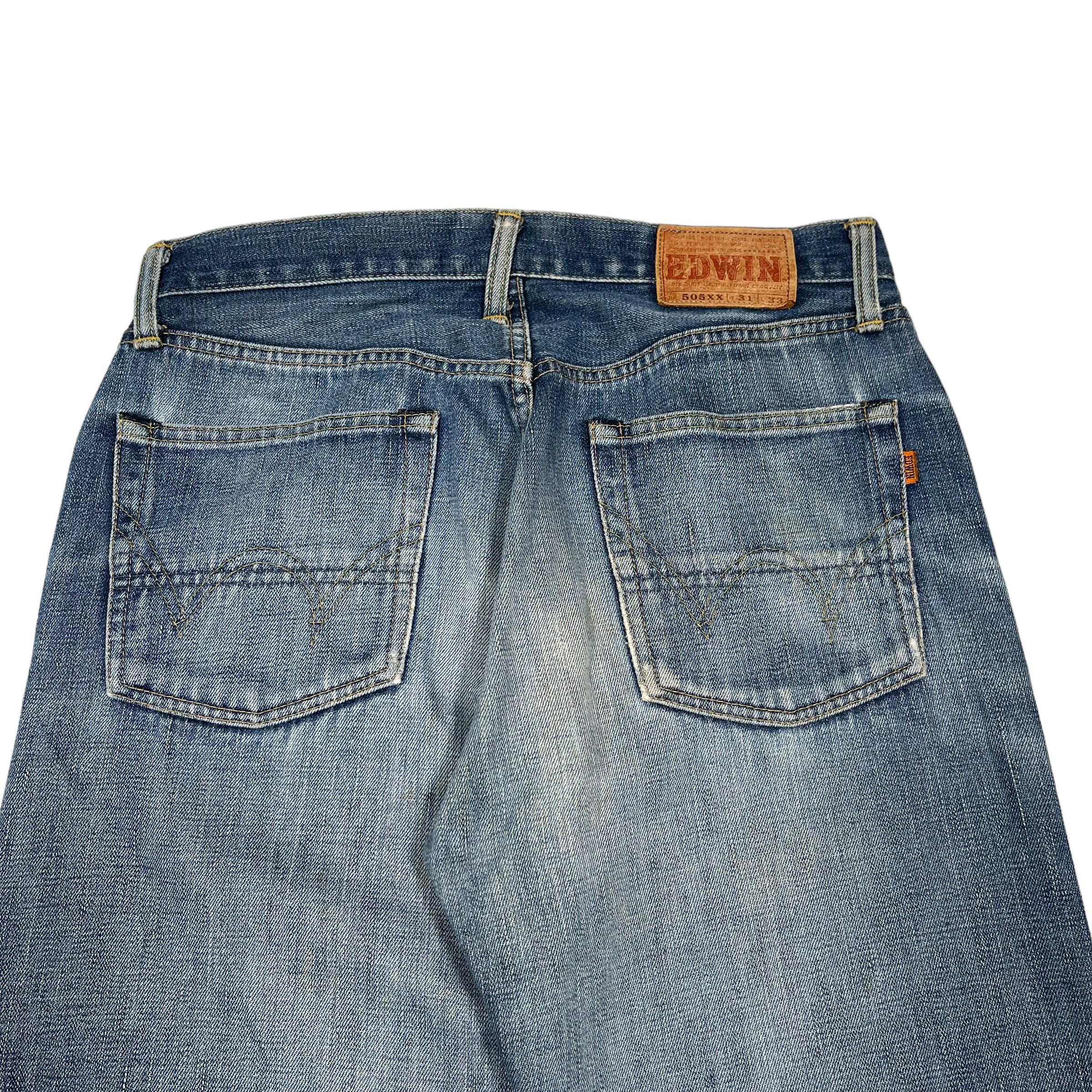 Edwin × Vintage Vintage 1980s Edwin 505 Selvedge Washed Distressed Jeans Size US 30 / EU 46 - 7 Thumbnail