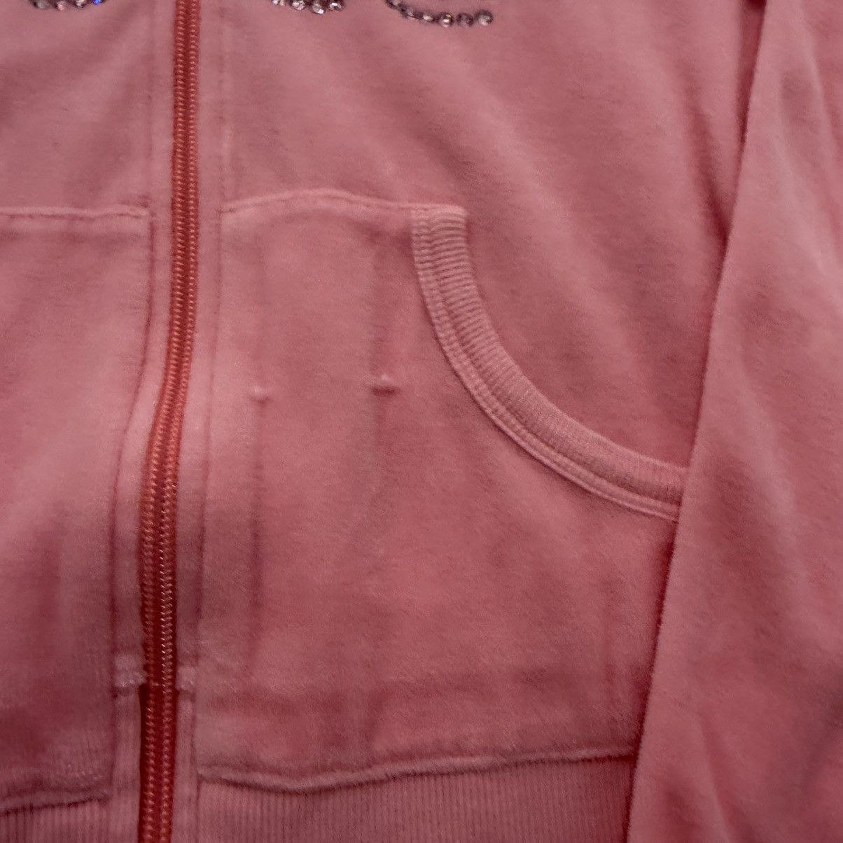 Bebe Bebe Rhinestone Velour Zip Up Jacket Pink Y2K McBling Size M / US 6-8 / IT 42-44 - 3 Thumbnail