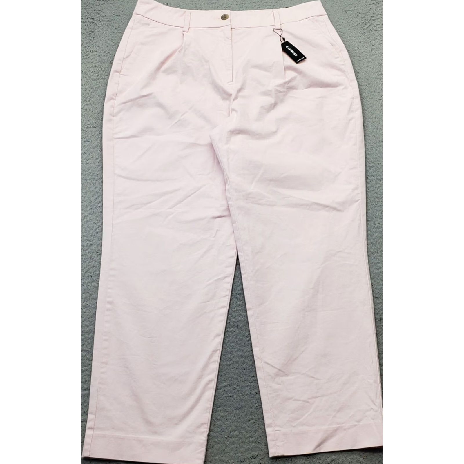 Express Express Ankle Pants Womens 12R Pink Pleated Stretch High Rise Straight Leg - Comfort & Style Size 34" / US 12 / IT 48 - 2 Thumbnail
