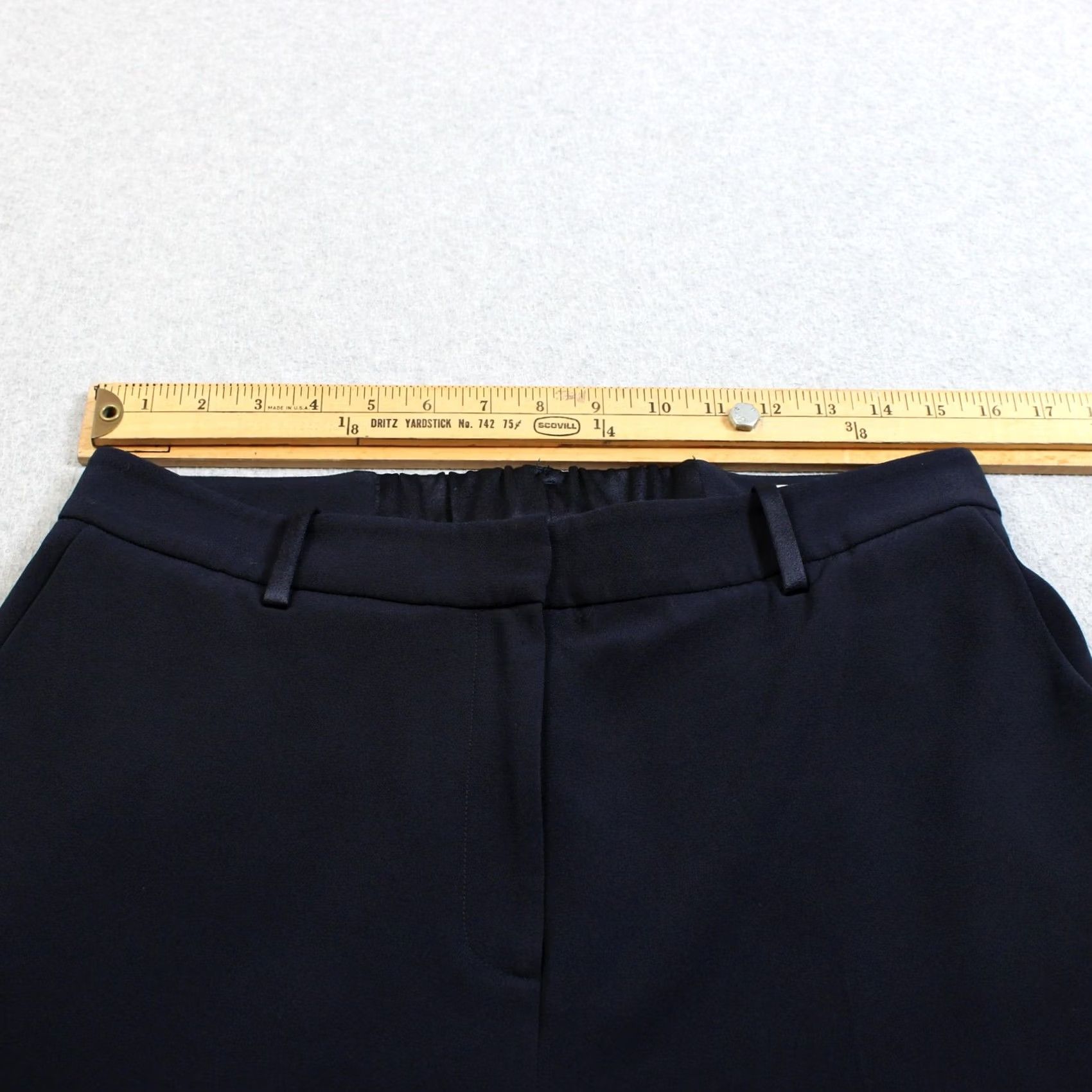 Vintage VINTAGE? No. The Fold Blue Dress Pants Women 10 Wide Leg Crepe Elastic Waist Office Work Heritage Size 32" / US 10 / IT 46 - 5 Thumbnail