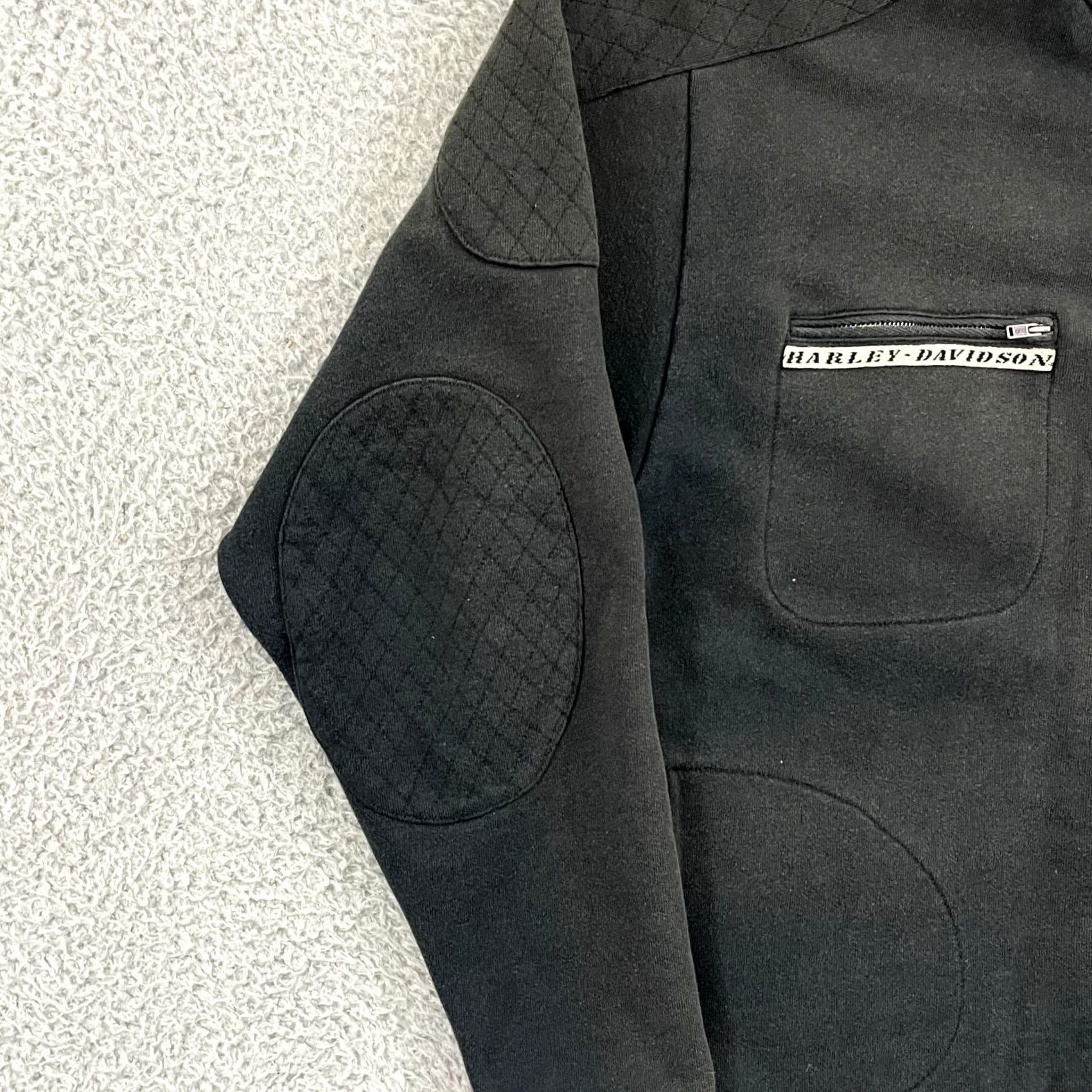 Harley Davidson VINTAGE Harley-Davidson Sweatshirt Womens Large Black Faded 90s Zip Biker Riding Ladies Large Zip Sweatshirt Black Size L / US 10 / IT 46 - 4 Thumbnail