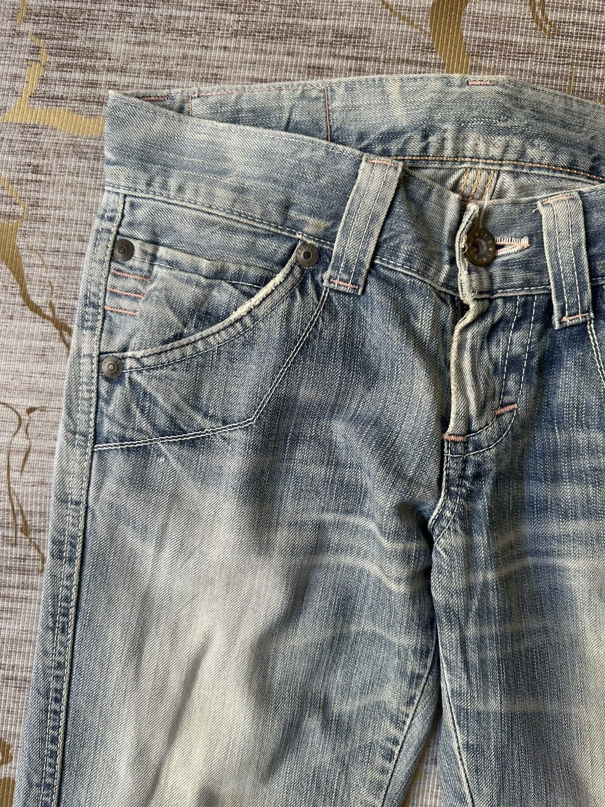 Edwin FLARE Edwin Blue Trip 503 Buckle Back Faded Distressed Denim Size US 28 / EU 44 - 11 Thumbnail