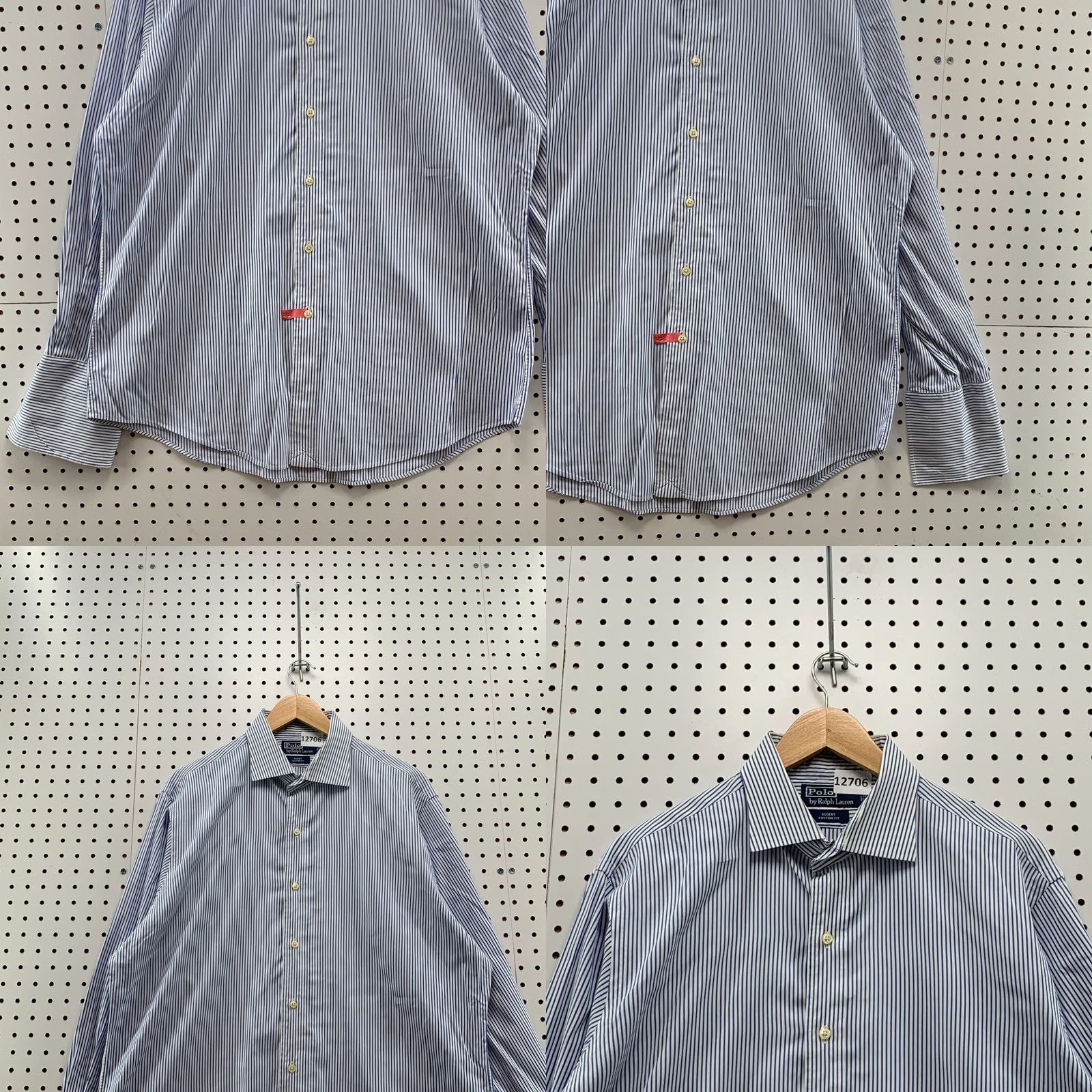 Polo Ralph Lauren Polo Ralph Lauren Shirt Mens Blue White Striped Button Long Sleeve 17 34 Regular Cotton Polo Ralph Lauren Shirt) Size US XL / EU 56 / 4 - 9 Thumbnail