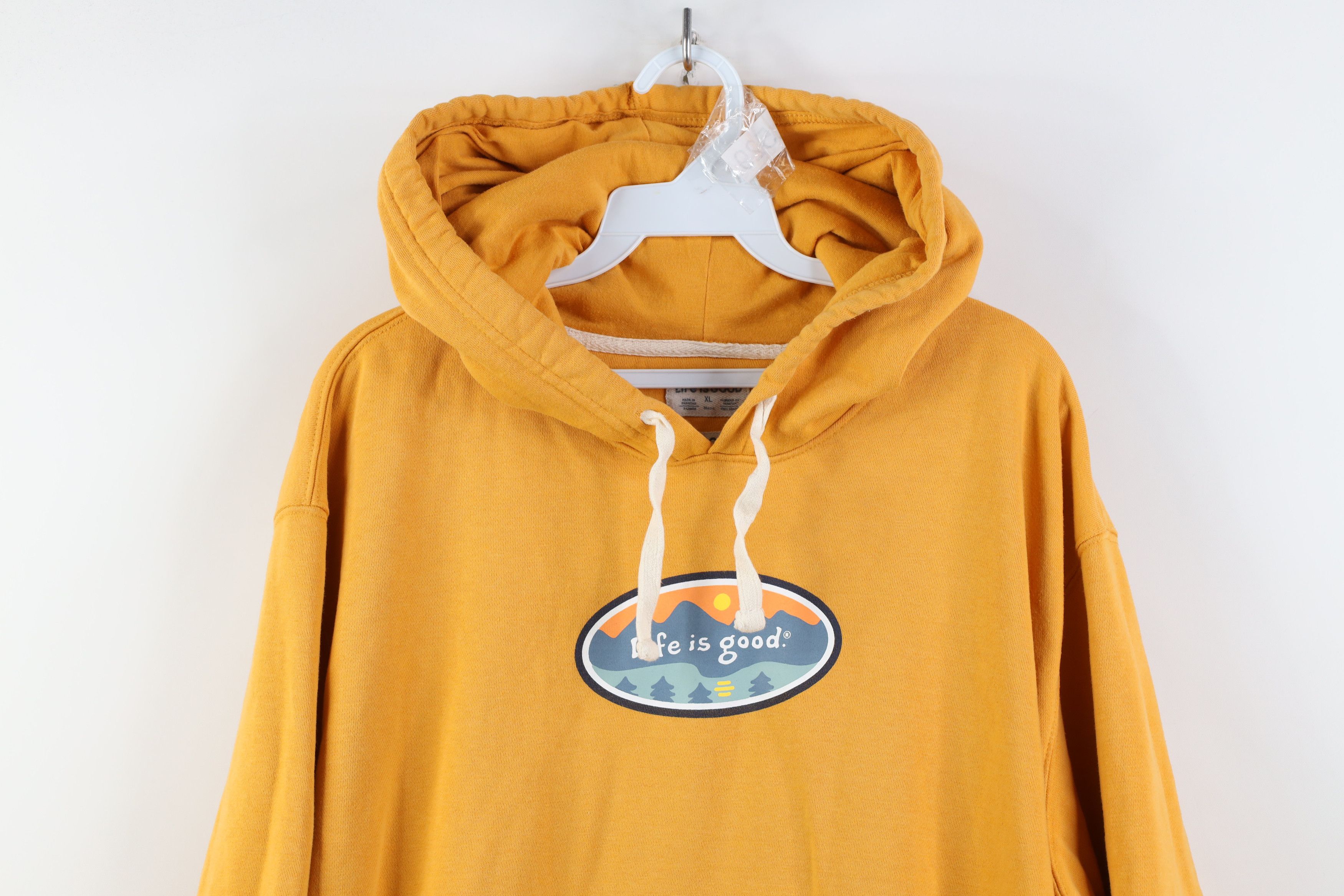 Life is Good Life Is Good Spell Mountains Trees Hoodie Sweatshirt Yellow Size US XL / EU 56 / 4 - 2 Thumbnail