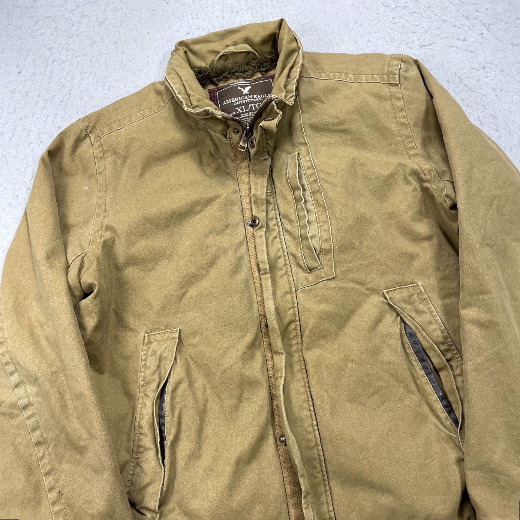 American Eagle Outfitters VINTAGE American Eagle Jacket Mens XL Brown Fur Lined Sherpa Bomber Logo Y2K Size US XL / EU 56 / 4 - 3 Thumbnail