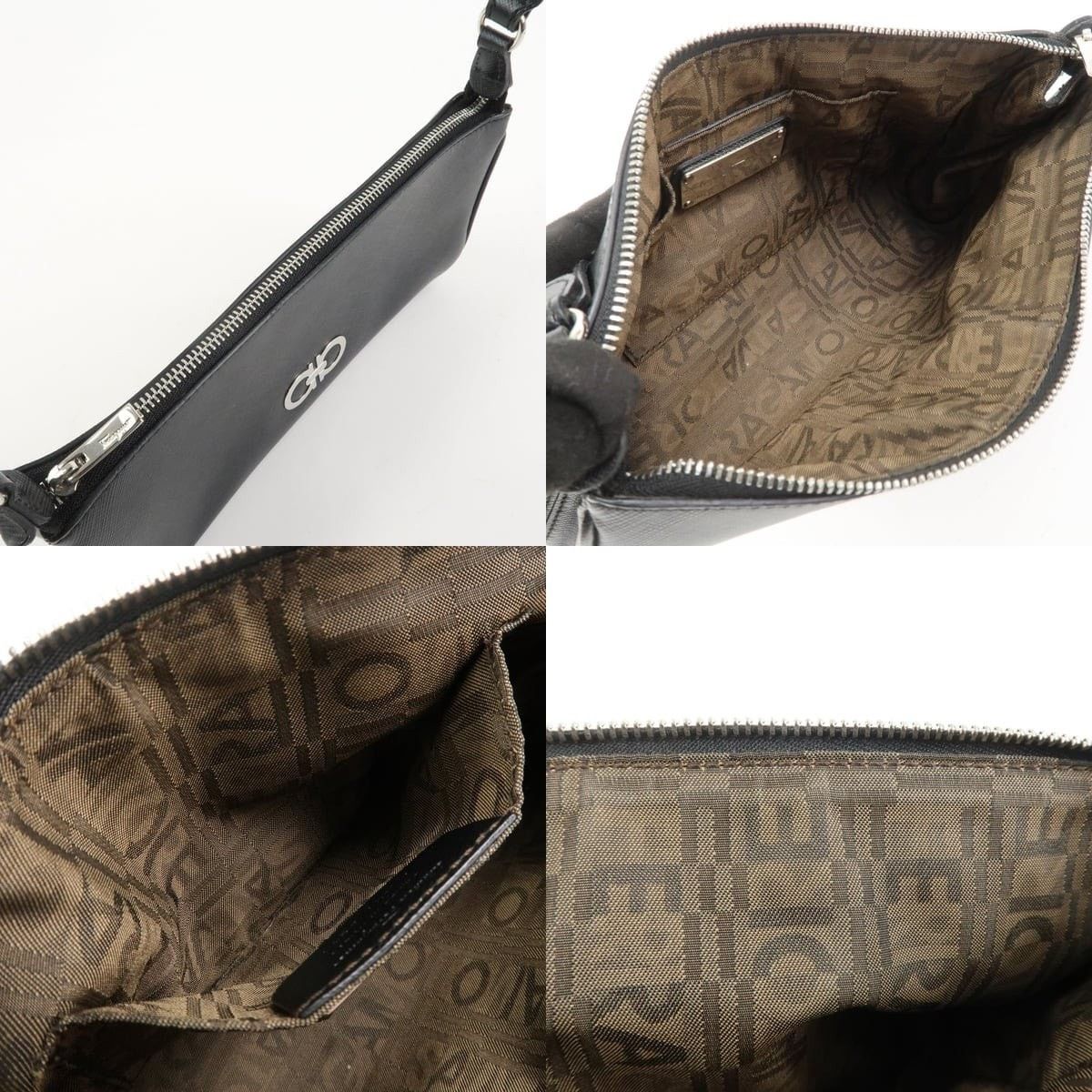 Salvatore Ferragamo Ferragamo Gancini Leather Shoulder Bag Black Size ONE SIZE - 7 Thumbnail