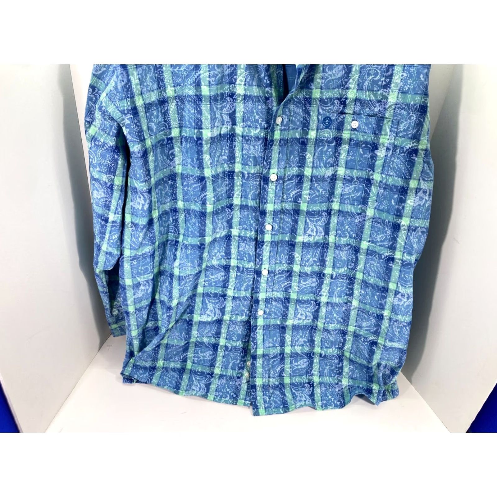 Wrangler VINTAGE Wrangler George Strait Button-Down Shirt Mens 2XL Blue Plaid Paisley Long Sleeve Size US XXL / EU 58 / 5 - 5 Thumbnail