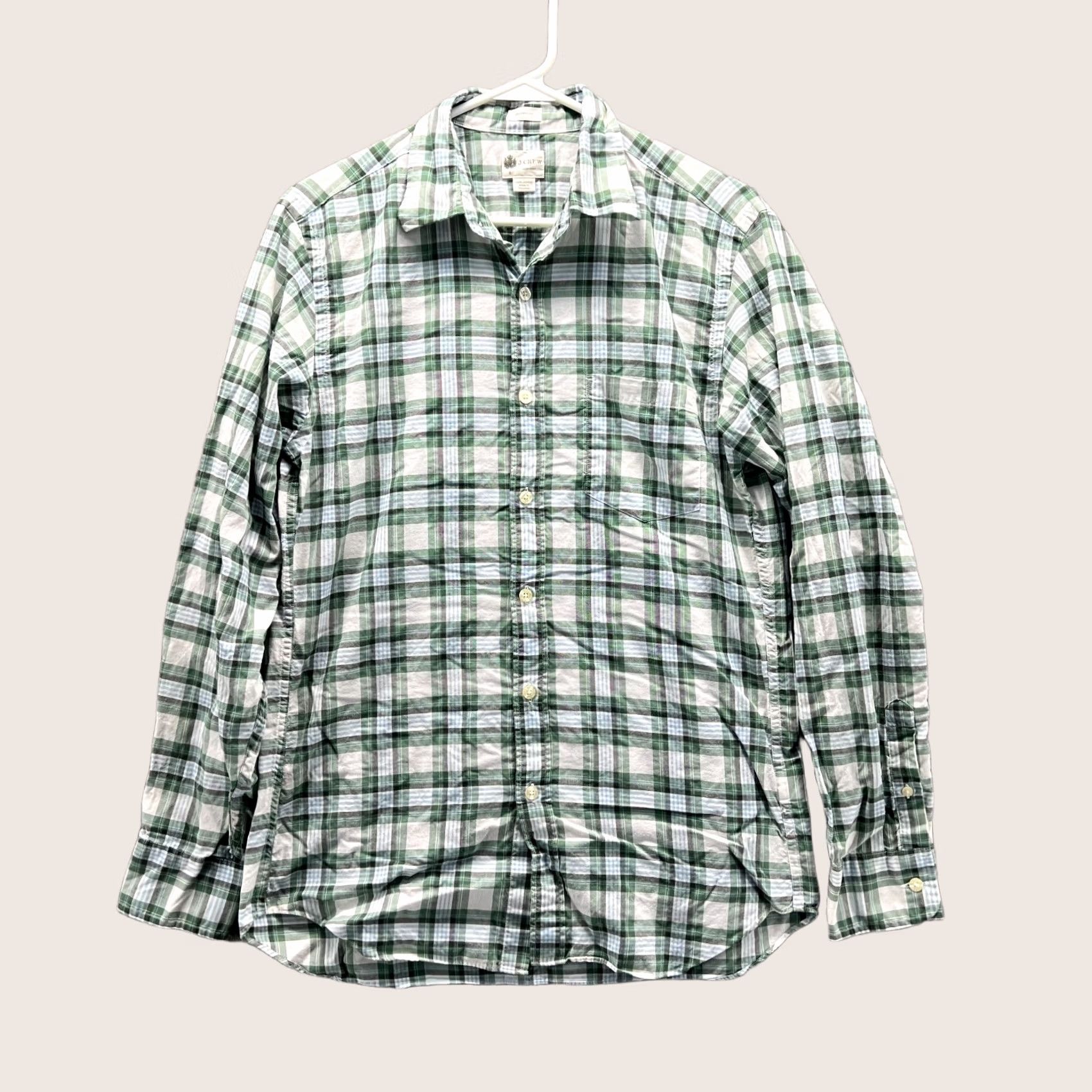 J.Crew VINTAGE J.CREW Shirt Men Small Green White Plaid Button-Down Casual Dress Tailored Wool? No, Cotton Size US S / EU 44-46 / 1 - 1 Thumbnail