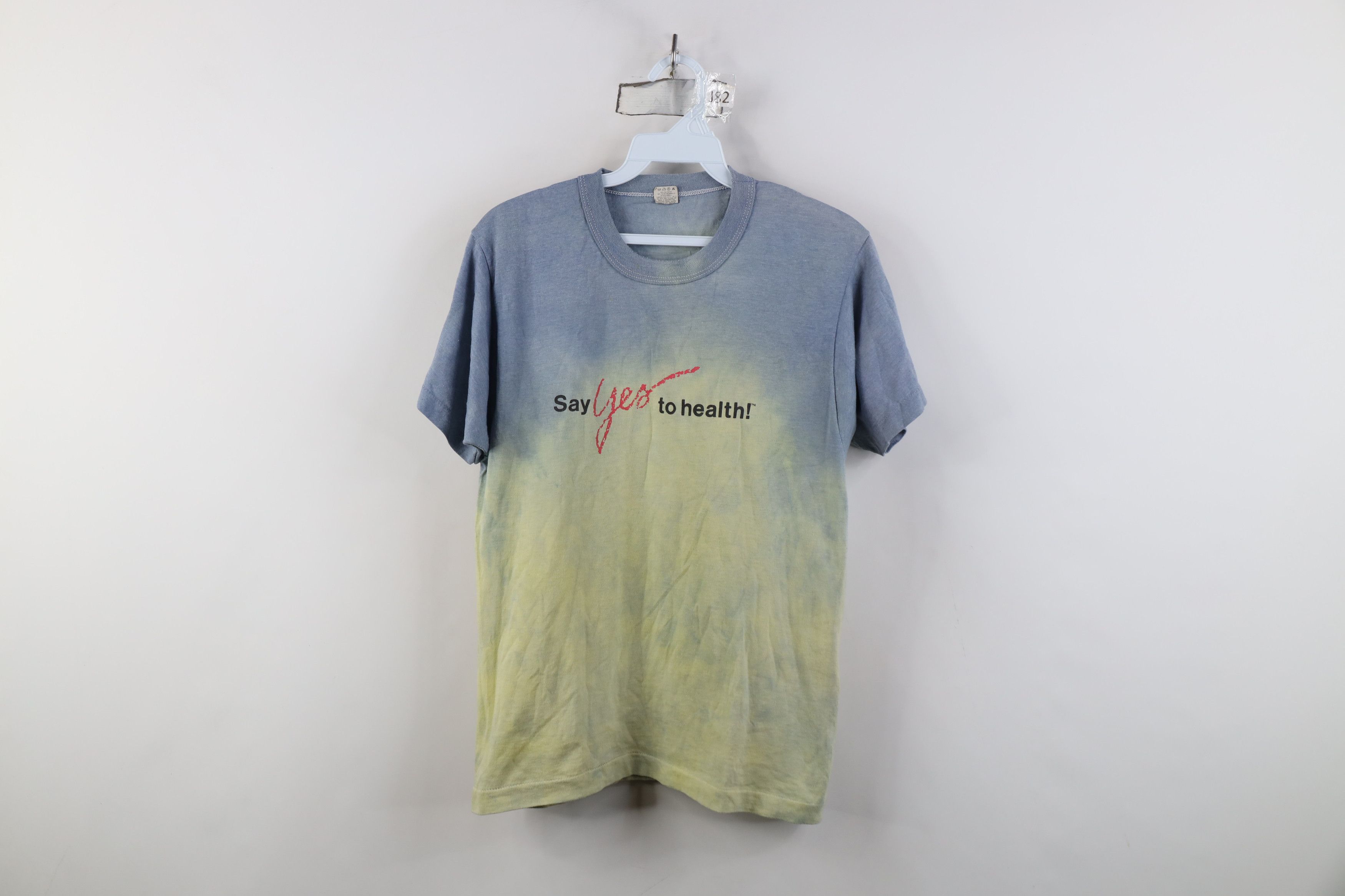Vintage Vintage 80s Streetwear Wash Say Yes To Health T-Shirt USA Size M / US 6-8 / IT 42-44 - 1 Thumbnail
