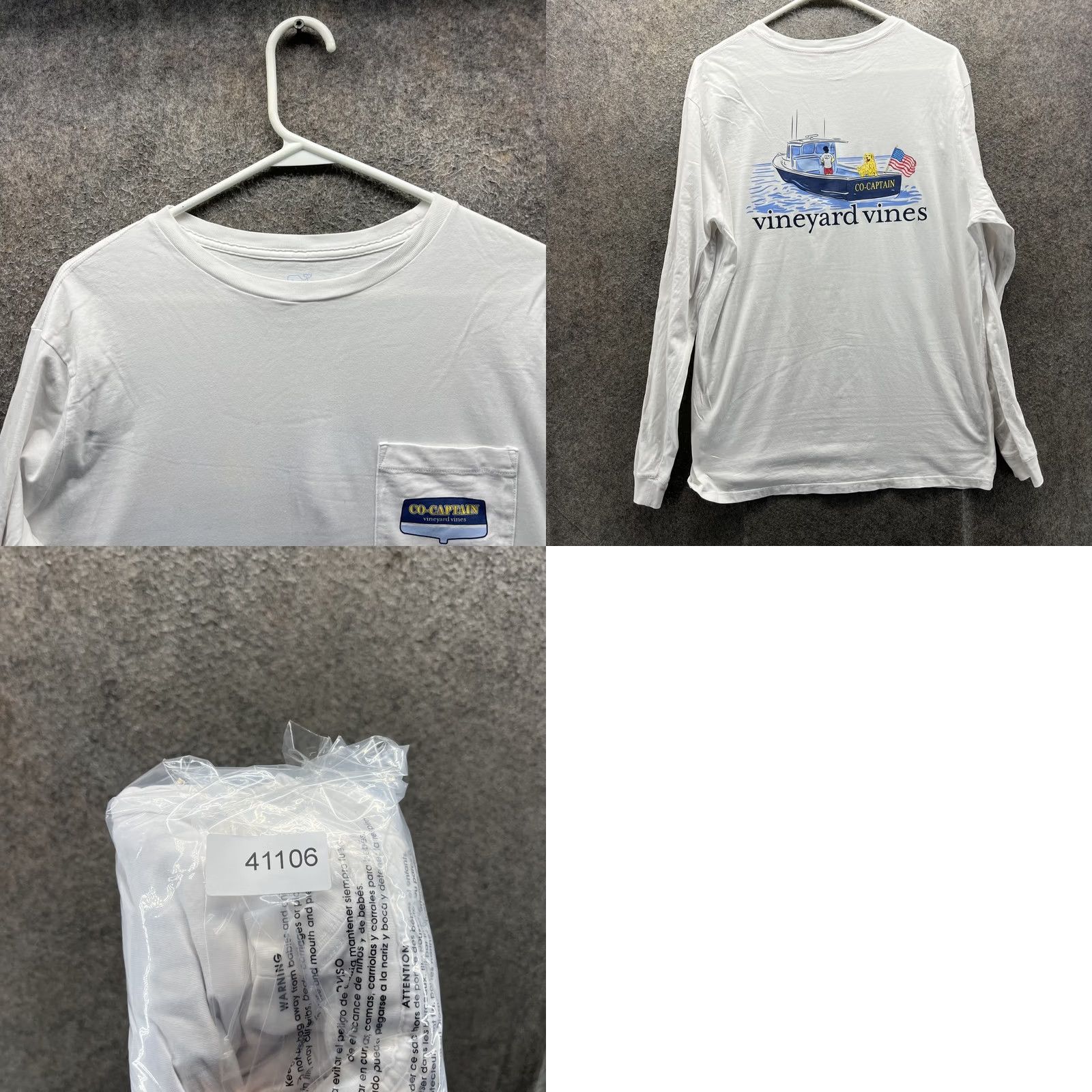 Vineyard Vines Vineyard Vines Shirt Mens Medium White Long Sleeve Co-Captain Pocket Tee Tagless Shirt Size US M / EU 48-50 / 2 - 8 Thumbnail