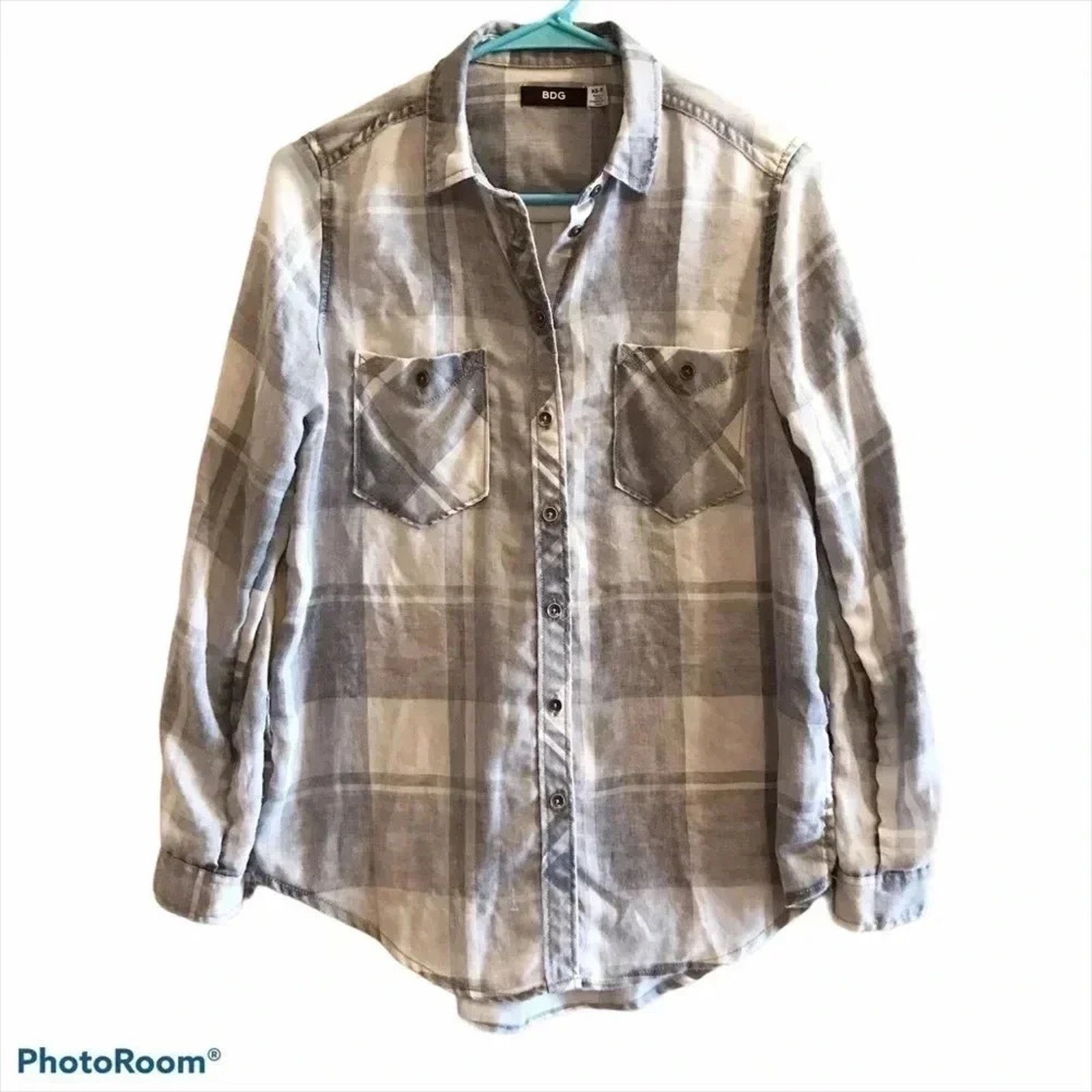 Bdg BDG Flannel Plaid Shirt Gray Ivory Women’s Size XS Size XS / US 0-2 / IT 36-38 - 1 Thumbnail