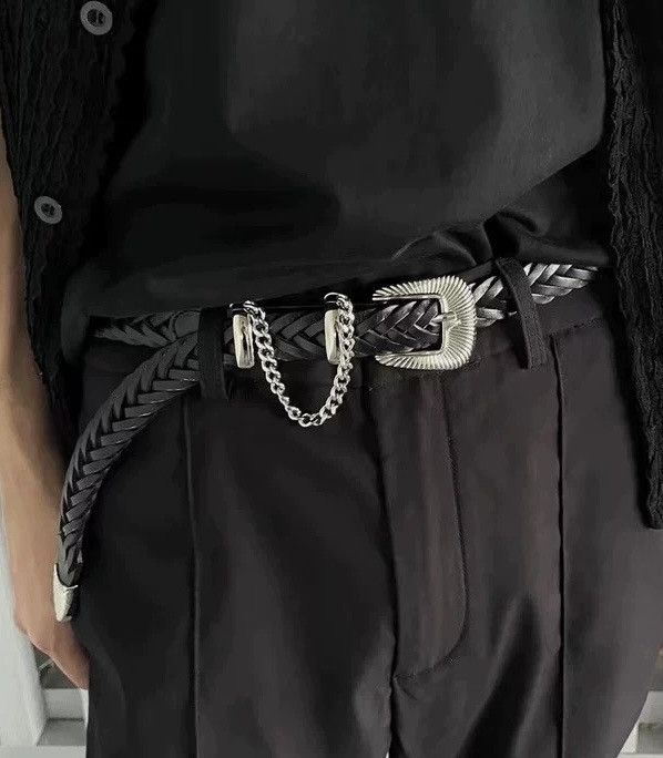 Japanese Brand × Vintage Retro punk faux leather woven western buckle chain belt Size ONE SIZE - 1 Thumbnail