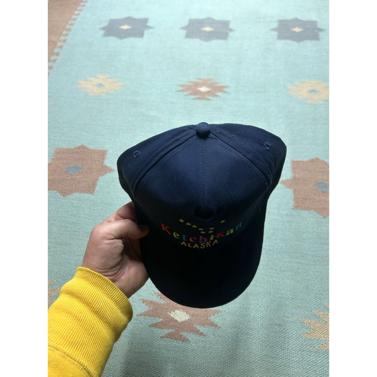 Rainbow VINTAGE Rainbow Snapback Cap Ketchikan Alaska Stars Big Dipper Flag Blue Rainbow Adjustable Men Cap Mens Size ONE SIZE - 3 Thumbnail