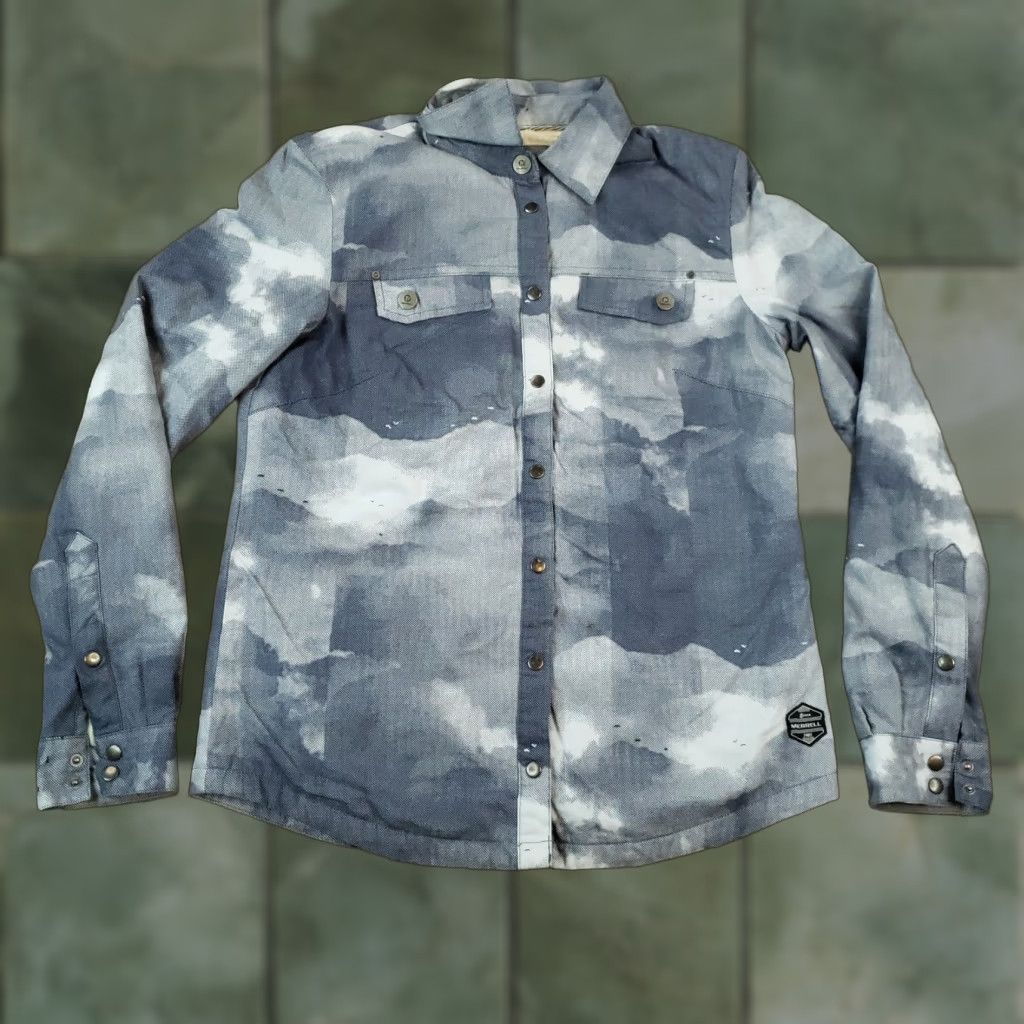 Merrell Merrell Shirt Shacket Womens Small Blue Sherpa Fur Lined Snap Front Long Sleeve Size S / US 4 / IT 40 - 1 Thumbnail