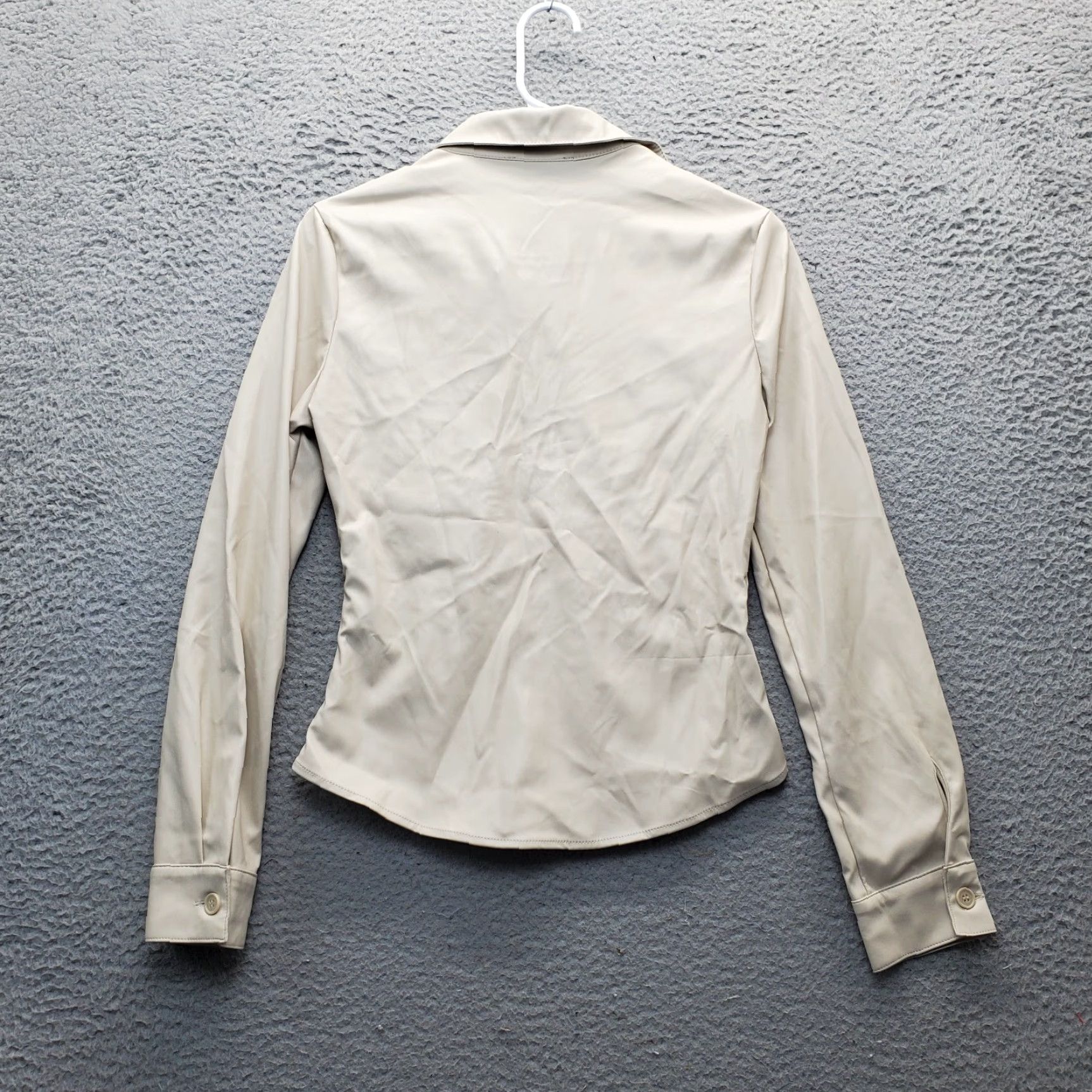 Vintage Love Tree Shirt Womens Small Tan Slim Fit Button Up Size S / US 4 / IT 40 - 2 Thumbnail