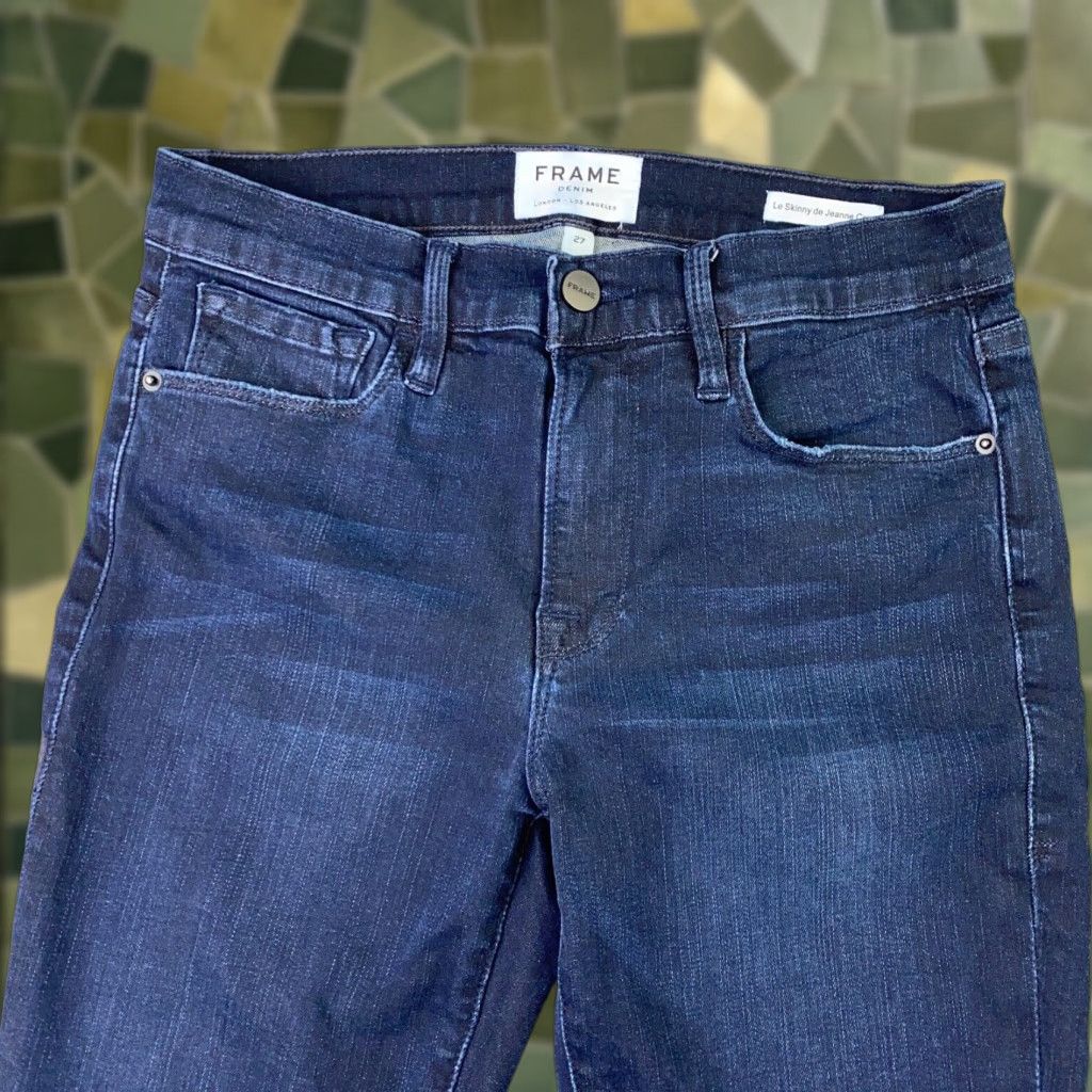 Frame Frame Jeans Womens 27 Blue Mid Rise Skinny Cropped Stretch Denim Frame Le Skinny De Jeanne Womens Jeans Size 27" / US 4 / IT 40 - 1 Thumbnail