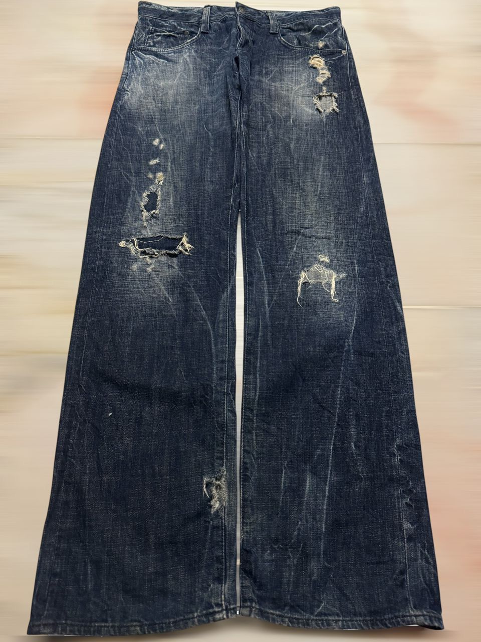 Tornado Mart 2000s Japanese Baggy-Wide Grunge Distressed Ripped Thunder Size US 32 / EU 48 - 1 Thumbnail