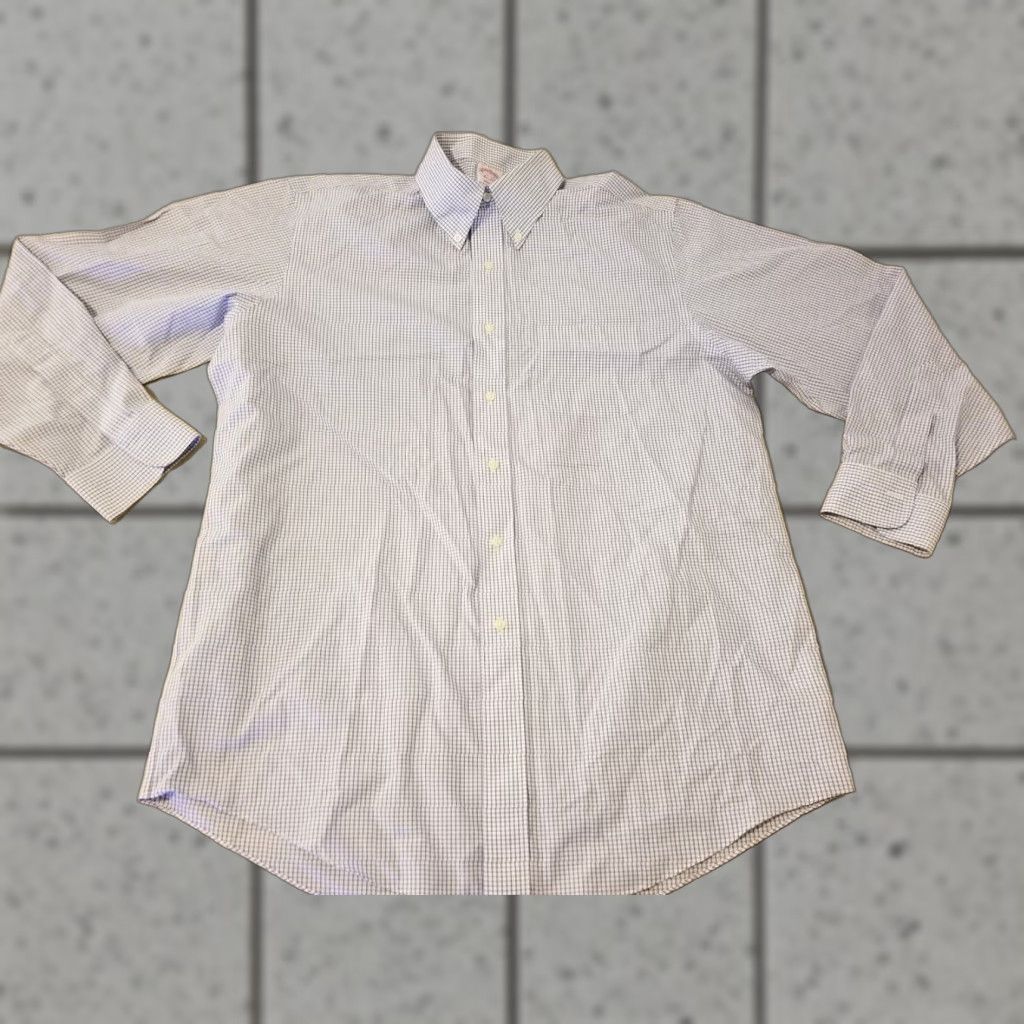 Brooks Brothers Mens Brooks Brothers Dress Shirt 16 34 Blue White Cotton Button Docked for Regular Fit Size 16 Color Blue Mens Size 42R - 1 Thumbnail