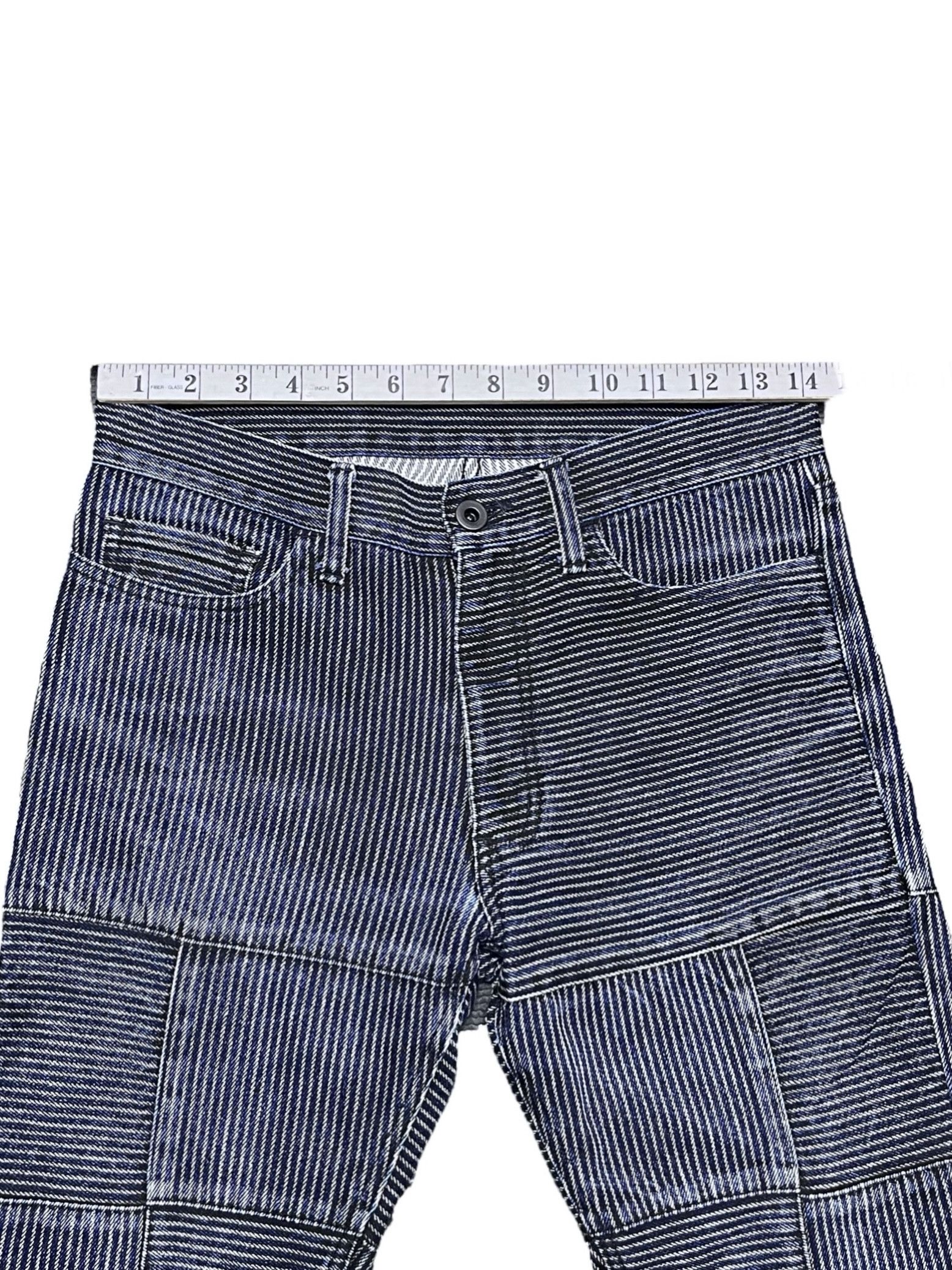Japanese Brand RUPERT THE DIFFERENCE Hickory Stripes Patchwork Flare Denim Size 28" / US 6 / IT 42 - 10 Thumbnail