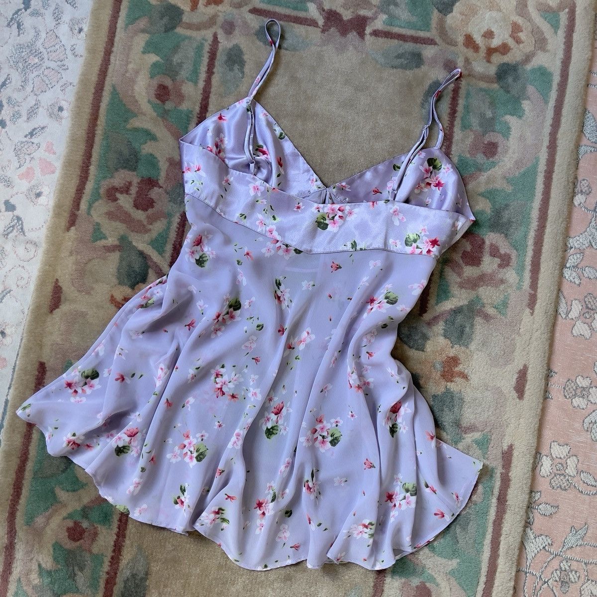 Victoria's Secret Victoria’s Secret 1990s Lilac Floral Chiffon Camisole (M) Size M / US 6-8 / IT 42-44 - 4 Thumbnail
