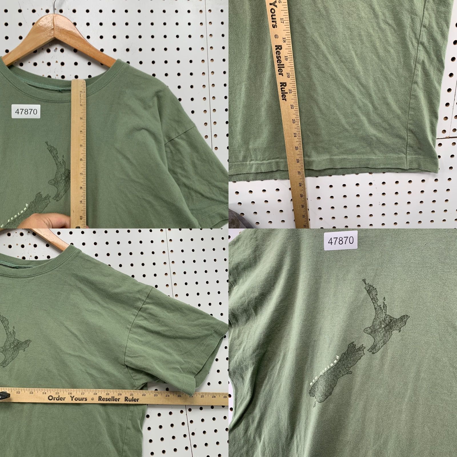 Olive VINTAGE New Zealand Shirt Mens 2XS Olive Green Single Stitch Cotton Crew Neck Short Sleeve 1990s Size US XXS / EU 40 - 9 Thumbnail