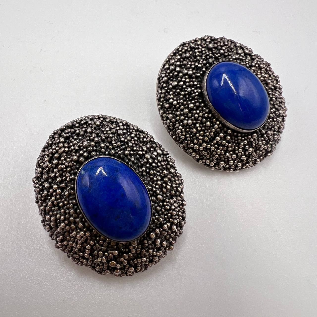 Vintage Vintage Jewelry Earrings Sterling Silver Lapis Lazuli Stone Size ONE SIZE - 3 Thumbnail