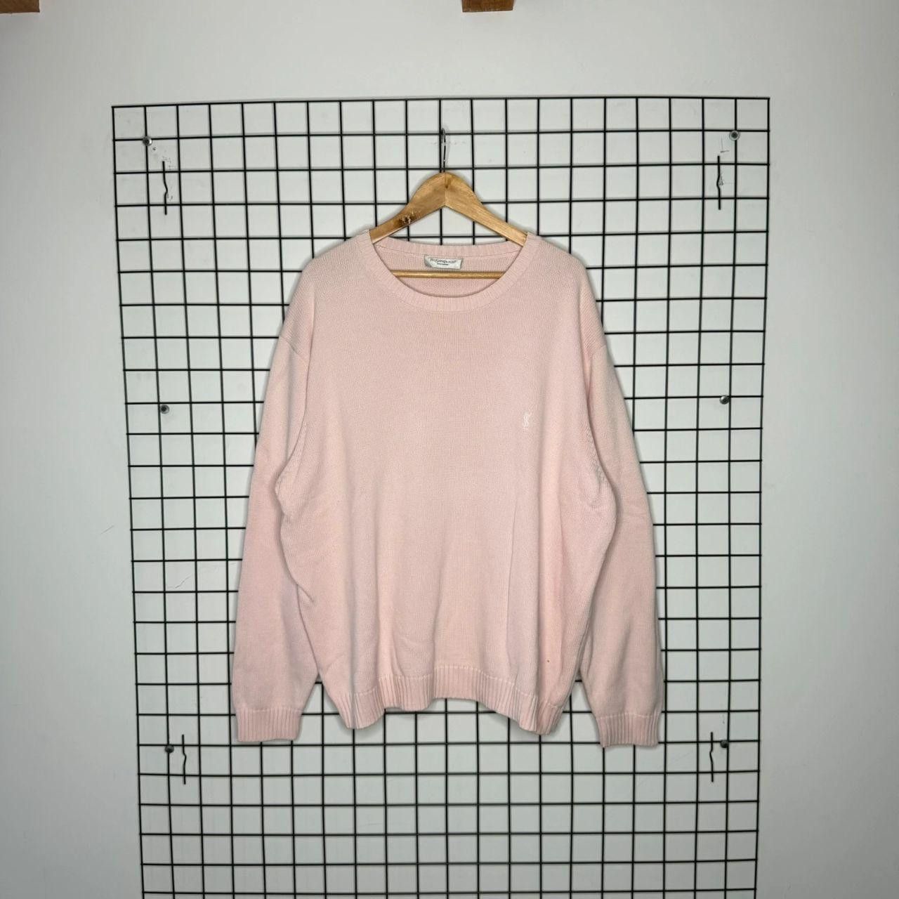 Yves Saint Laurent Yves Saint Laurent Heavy Knitted Jumper Ash Pink 90s Size US XL / EU 56 / 4 - 1 Thumbnail
