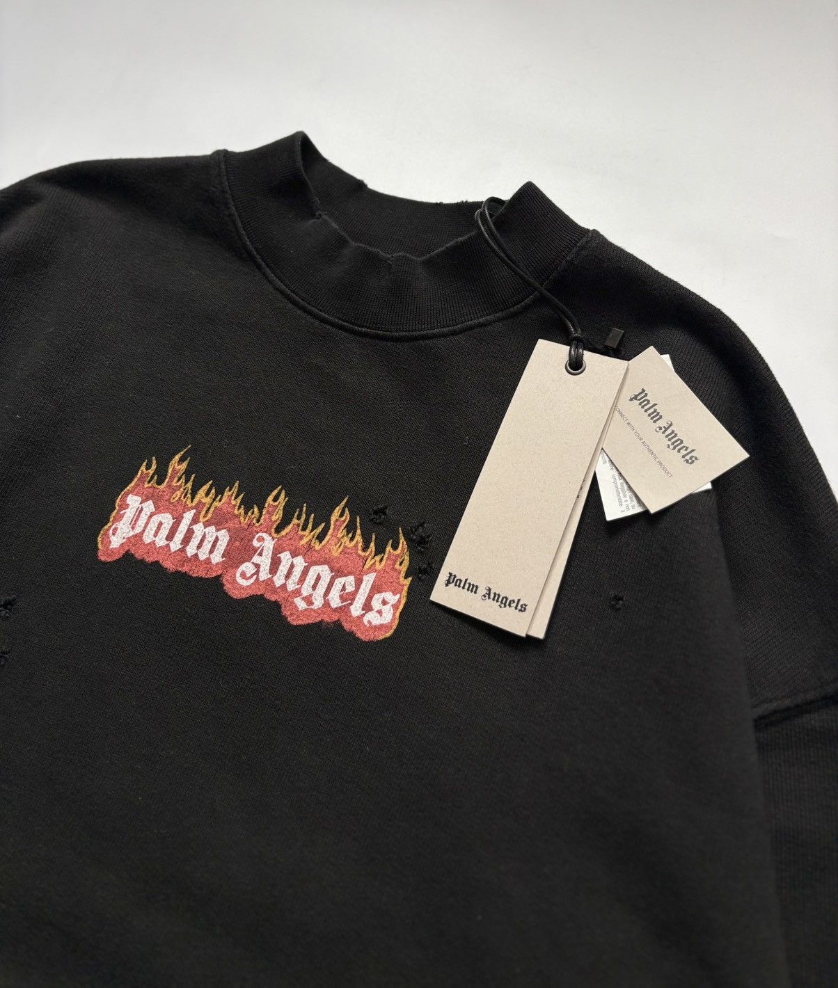 Palm Angels Palm Angels Flame Crewneck Distressed Size US S / EU 44-46 / 1 - 4 Thumbnail