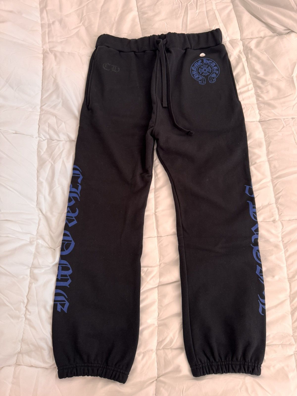 Chrome Hearts Chrome Hearts Horseshoe Logo Sweatpants in Black/Blue size L Size US 34 / EU 50 - 1 Thumbnail