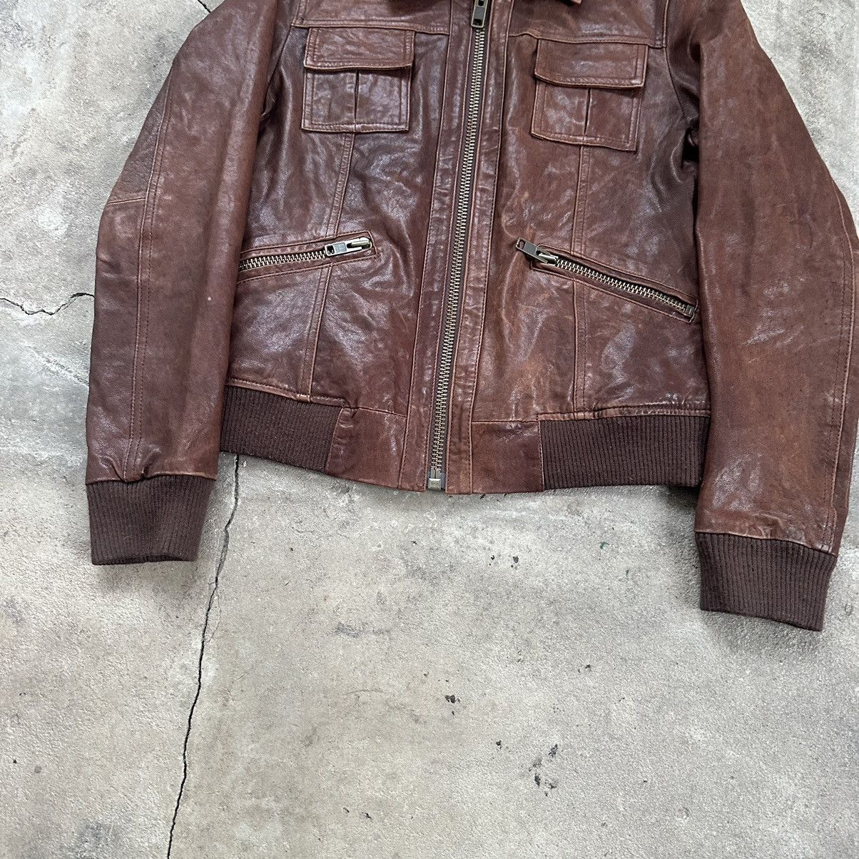 Vintage Vintage Avant Garde Leather Brown Jacket Size XS / US 0-2 / IT 36-38 - 6 Thumbnail