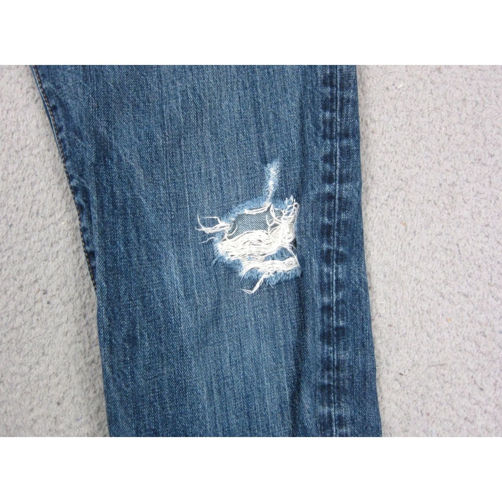 Abercrombie & Fitch Abercrombie Jeans Mens Slim Straight Blue Denim Button Fly 30x32 5-Pocket Distress Vintage No Size US 30 / EU 46 - 5 Thumbnail