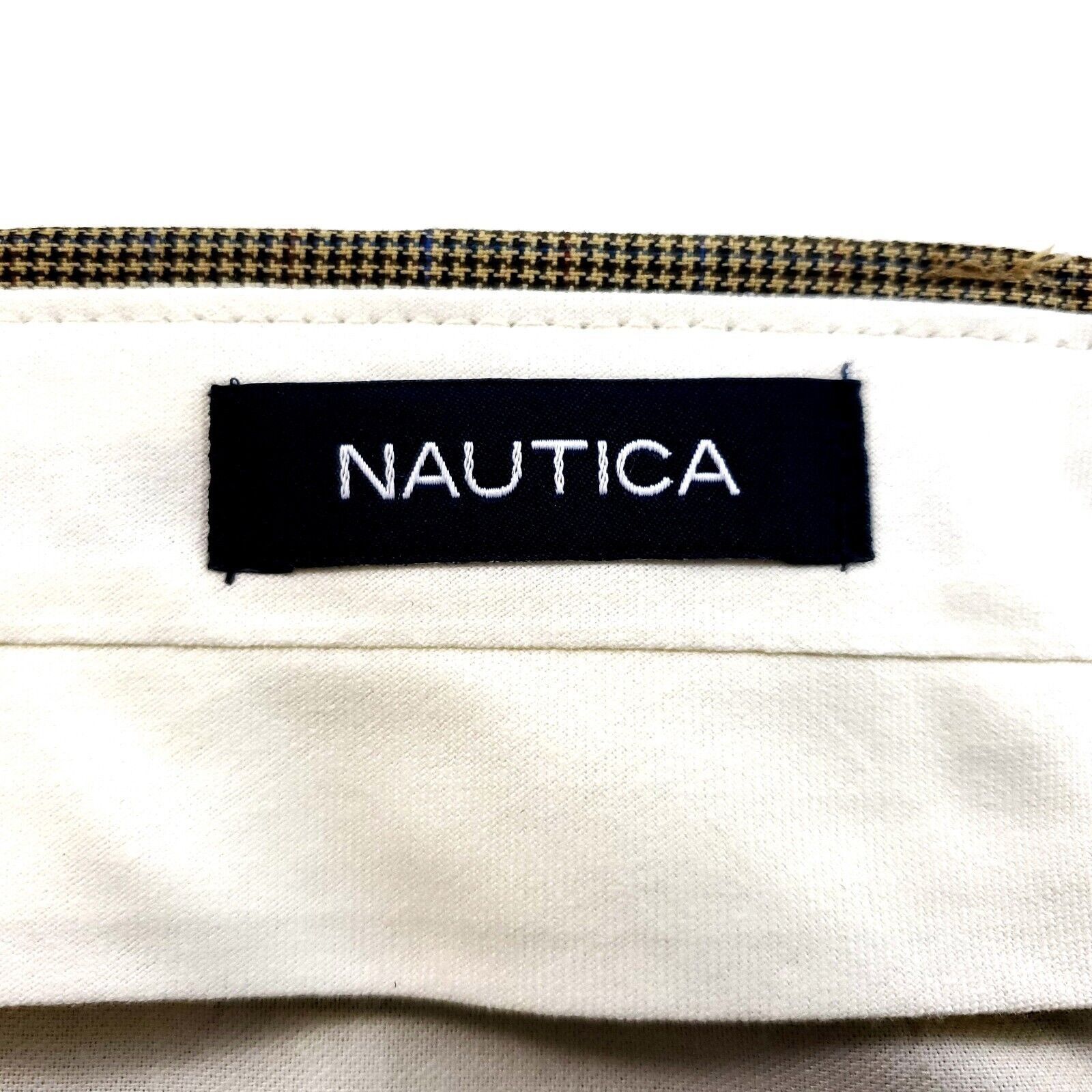 Nautica NEW Nautica Brantley Lined Dress Pants Brown Tan Check Blue Size 38R - 6 Thumbnail