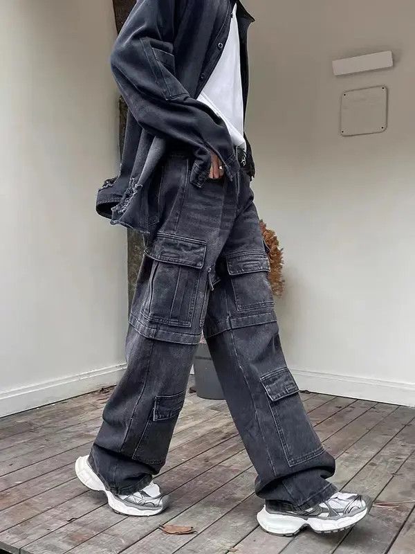 VIBE Retro washed heavy duty functional multi-pocket work jeans Size US 32 / EU 48 - 4 Thumbnail