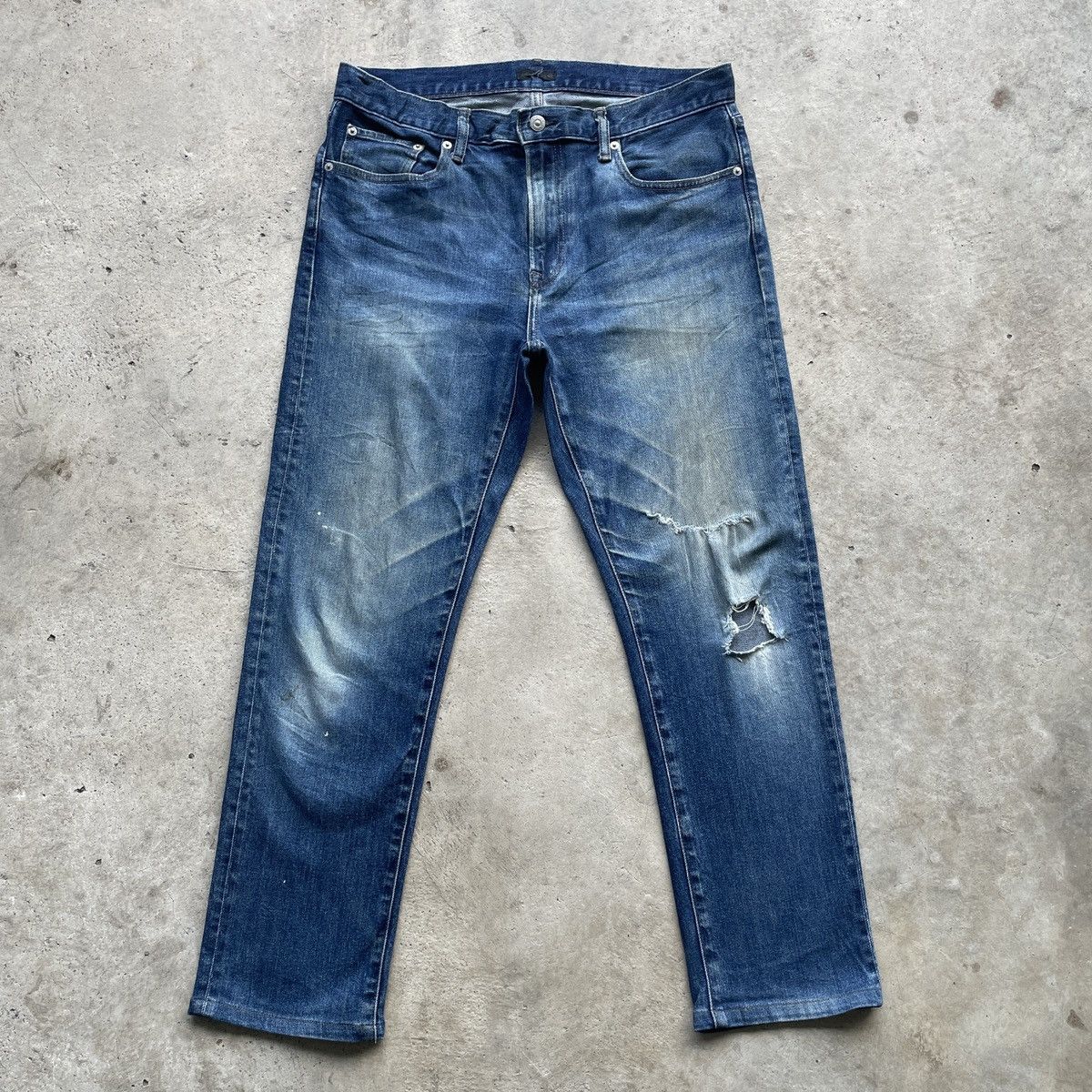 image of Vintage Distressed Japanese Mud Washed Faded Jeans Pants in Faded Blue, Men's (Size 33)