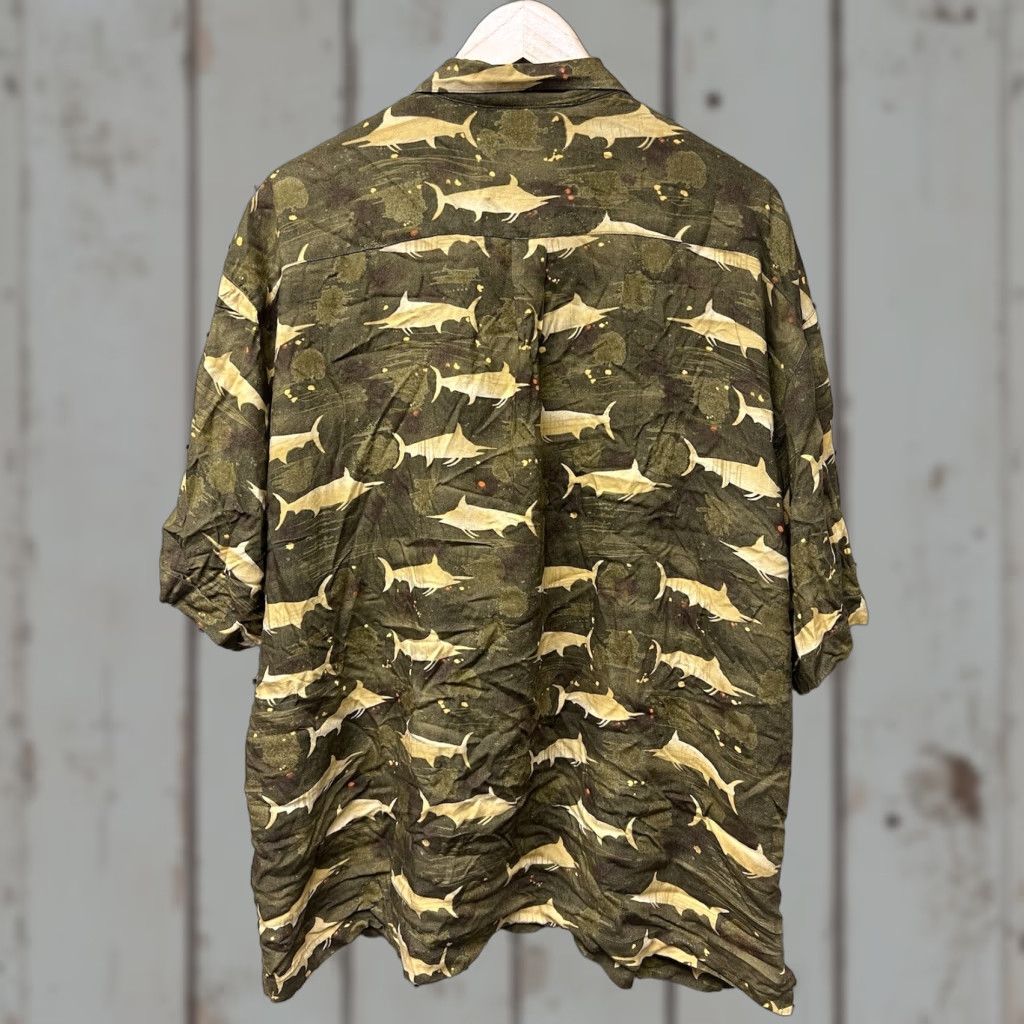 J Brand VINTAGE Old Maui Brand Hawaiian Shirt Men L DK. Olive Green Rayon Button-Up Short Sleeve Tropical Fish Pattern Size US L / EU 52-54 / 3 - 1 Thumbnail